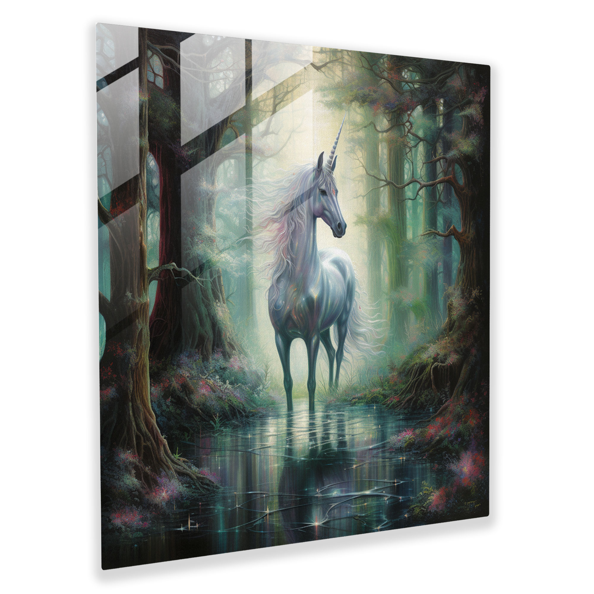 Enchanted Unicorn Glass Print - Unicorn, Unicorn, Modern Art, Glass Wall Art