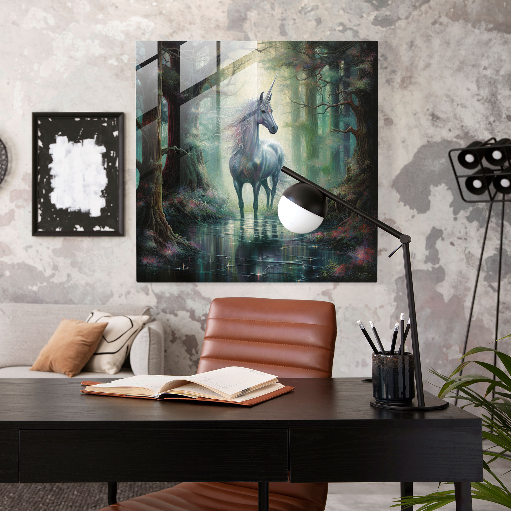 Enchanted Unicorn Glass Print - Unicorn, Unicorn, Modern Art, Glass Wall Art