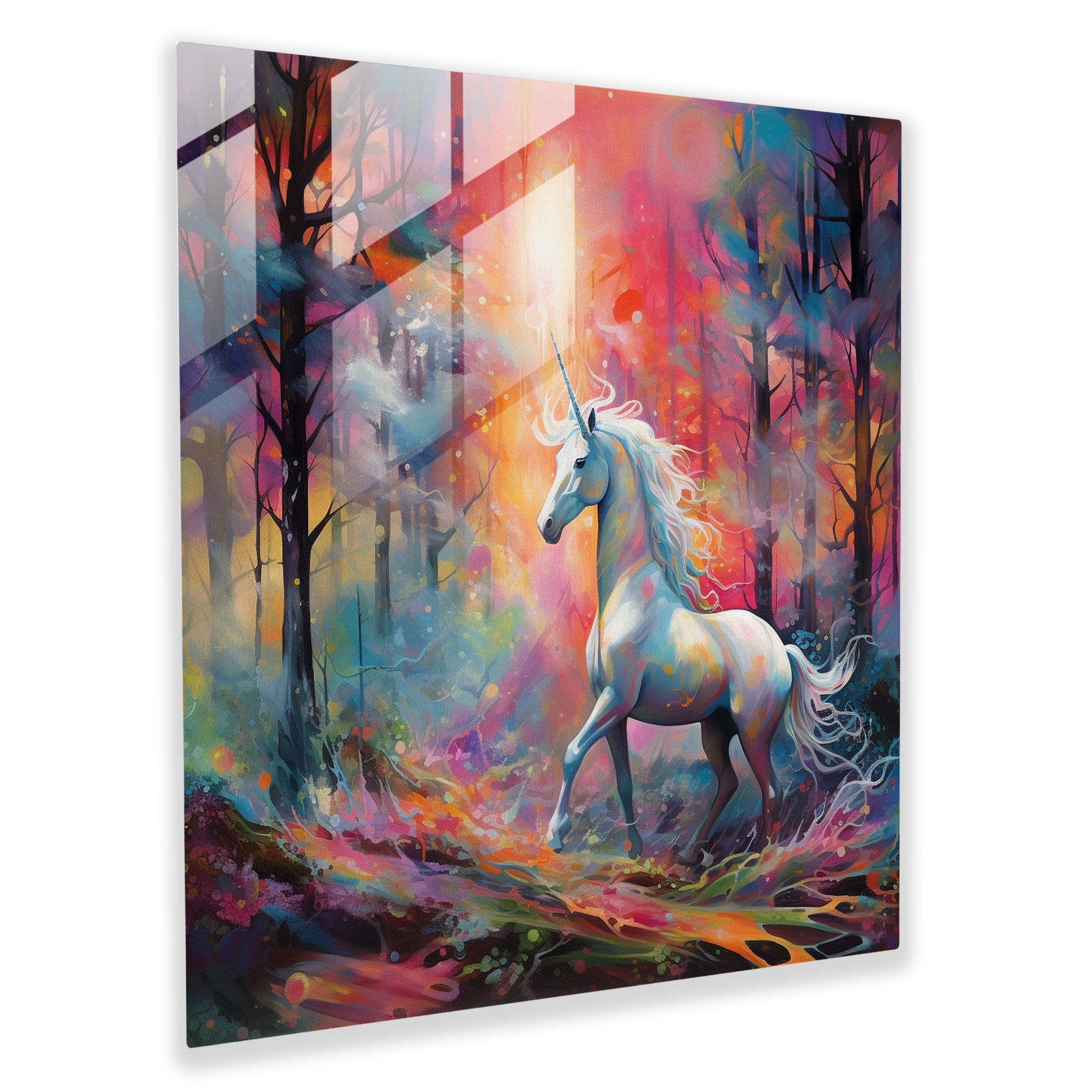 Unicorn Glass Print - Colorful Abstract Painting - Unicorn, Glass Print, Unicorn, Modern Art