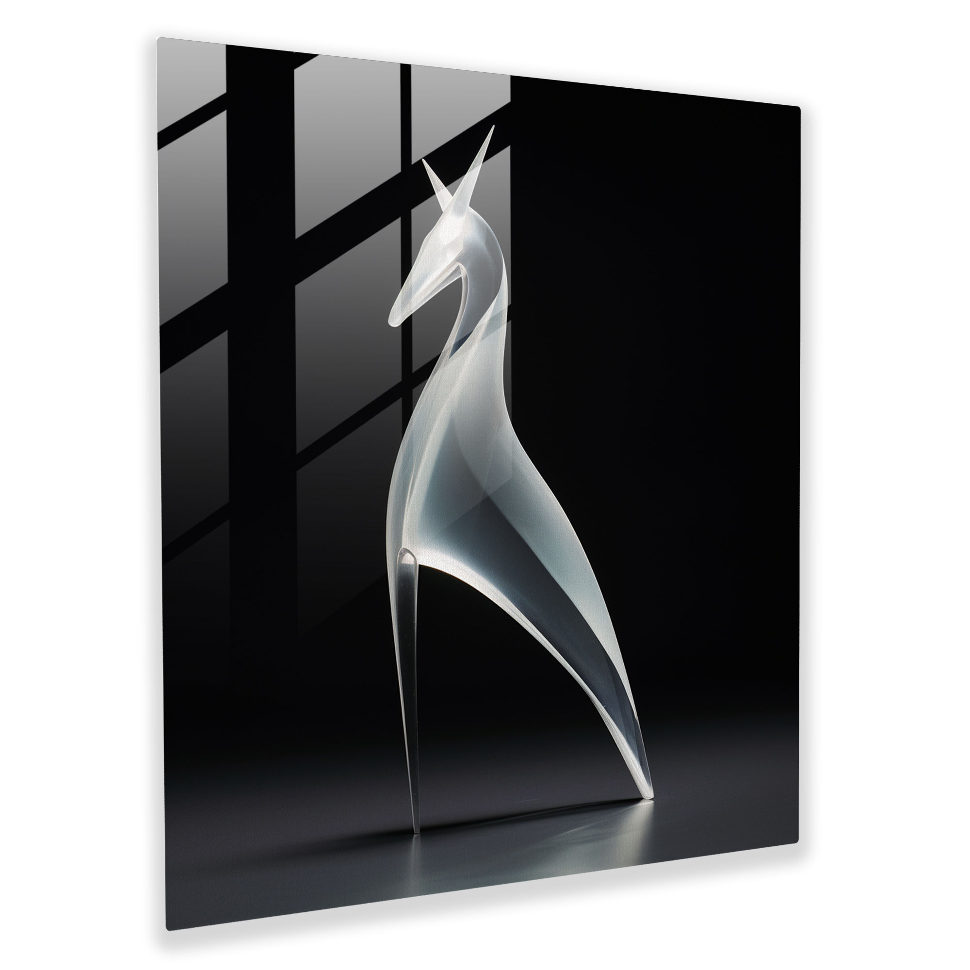 Sleek Glass Art - Minimalist Unicorn Sculpture - Unicorn, Home Decoration, Smooth Lines, Minimalist Glass Sculpture