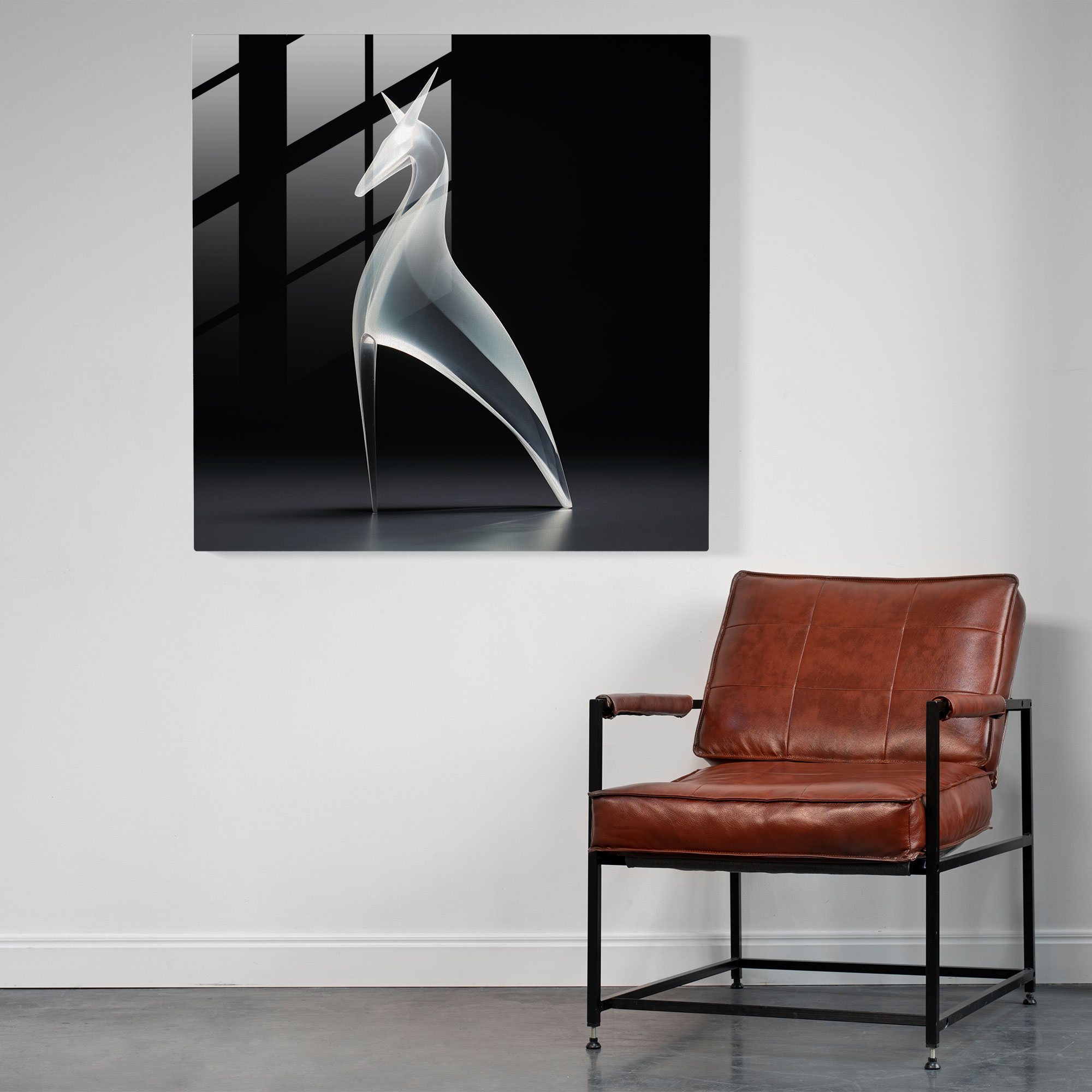 Sleek Glass Art - Minimalist Unicorn Sculpture - Unicorn, Home Decoration, Smooth Lines, Minimalist Glass Sculpture