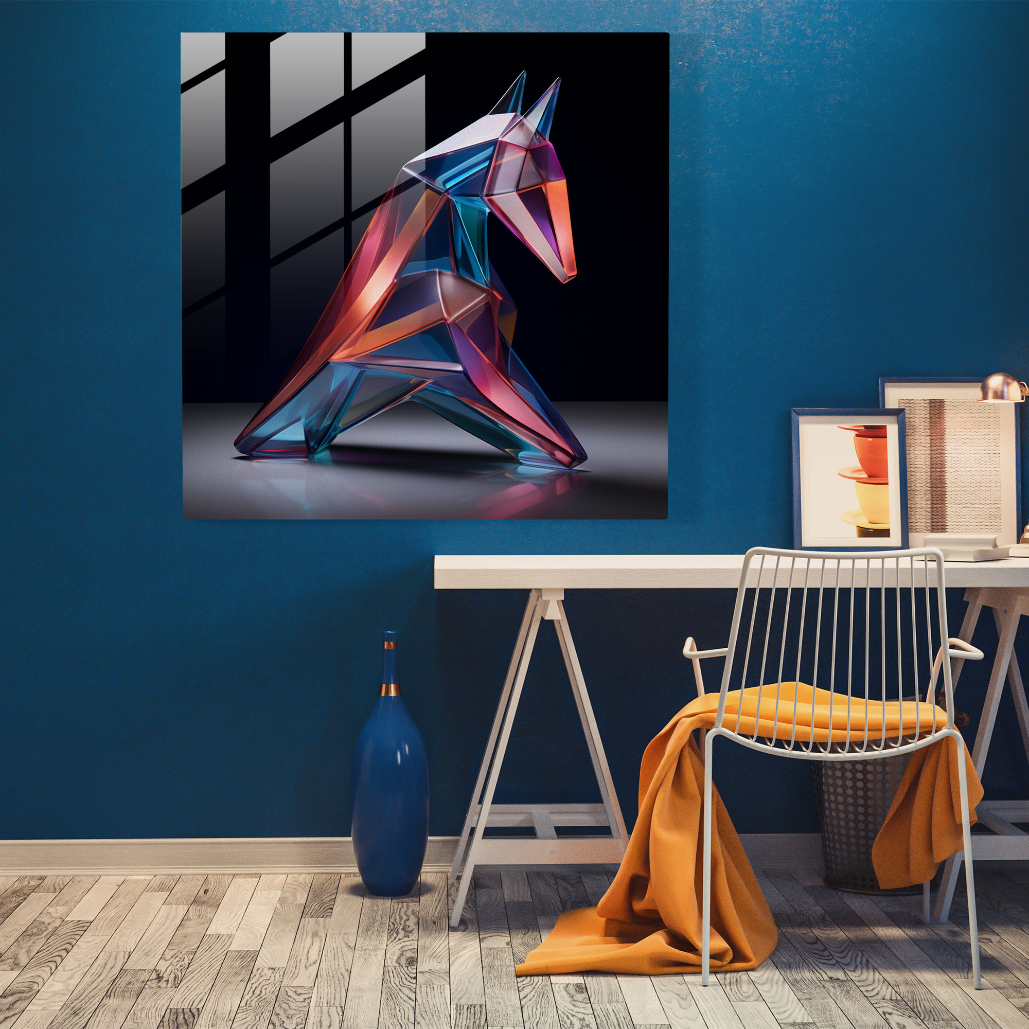 Abstract Glass Art - Geometric Unicorn Sculpture - Unicorn, Abstract Unicorn, Modern Elegance, Geometric Designs
