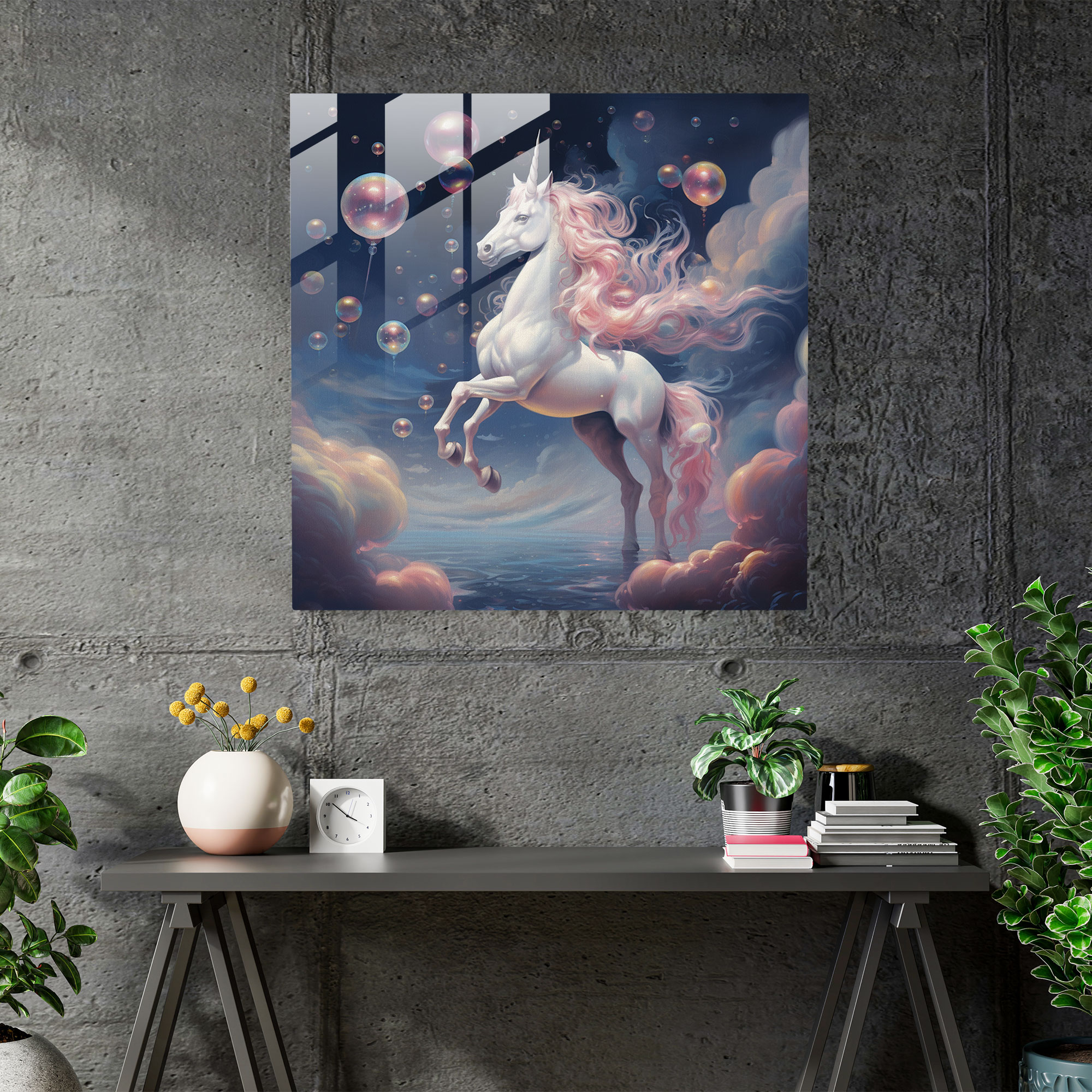 Surreal Unicorn Glass Print - Unicorn, Glass Art, Glass Print, Twinkling Stars