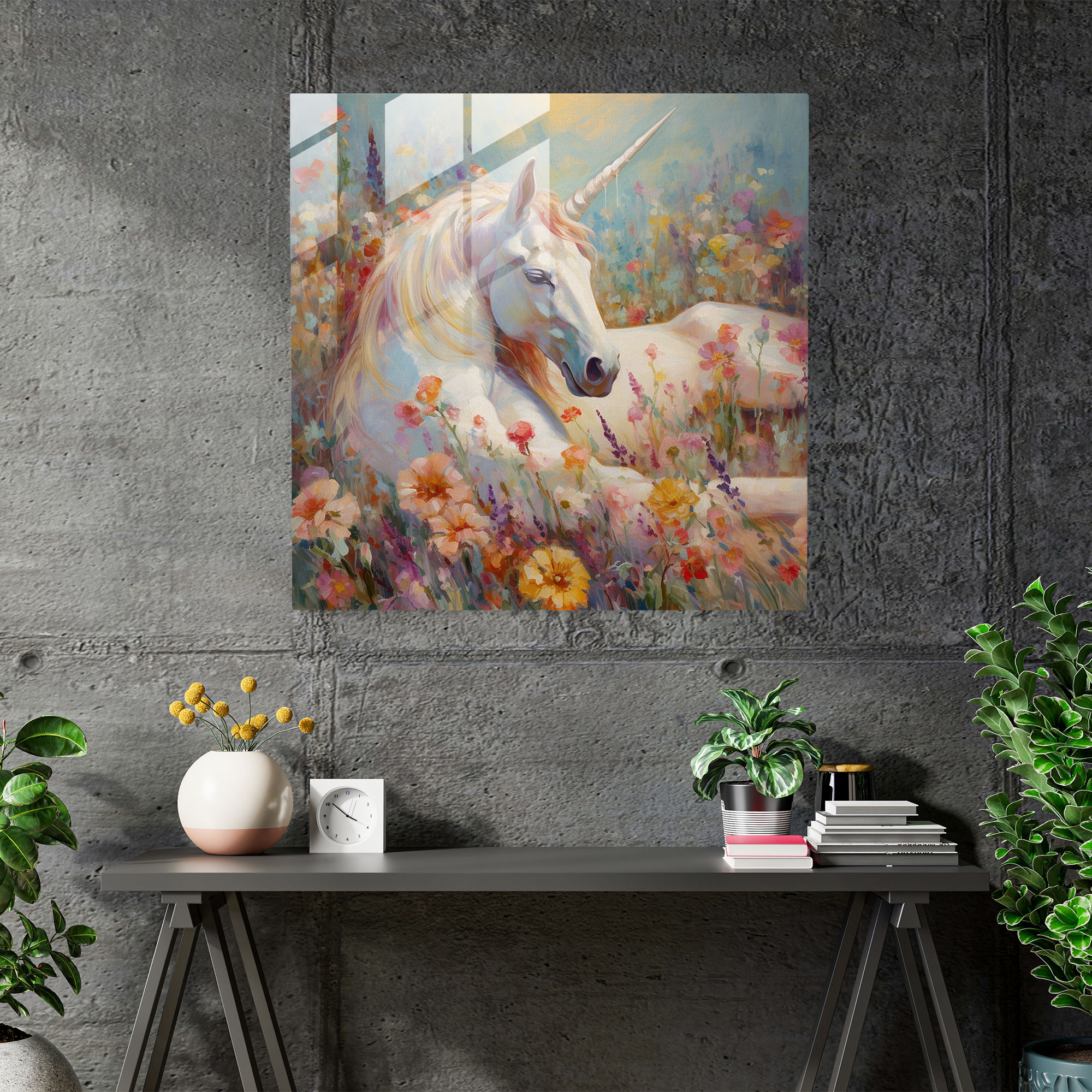Tranquil Unicorn Glass Print - Unicorn, Tranquility, Glass Art, Glass Wall Art