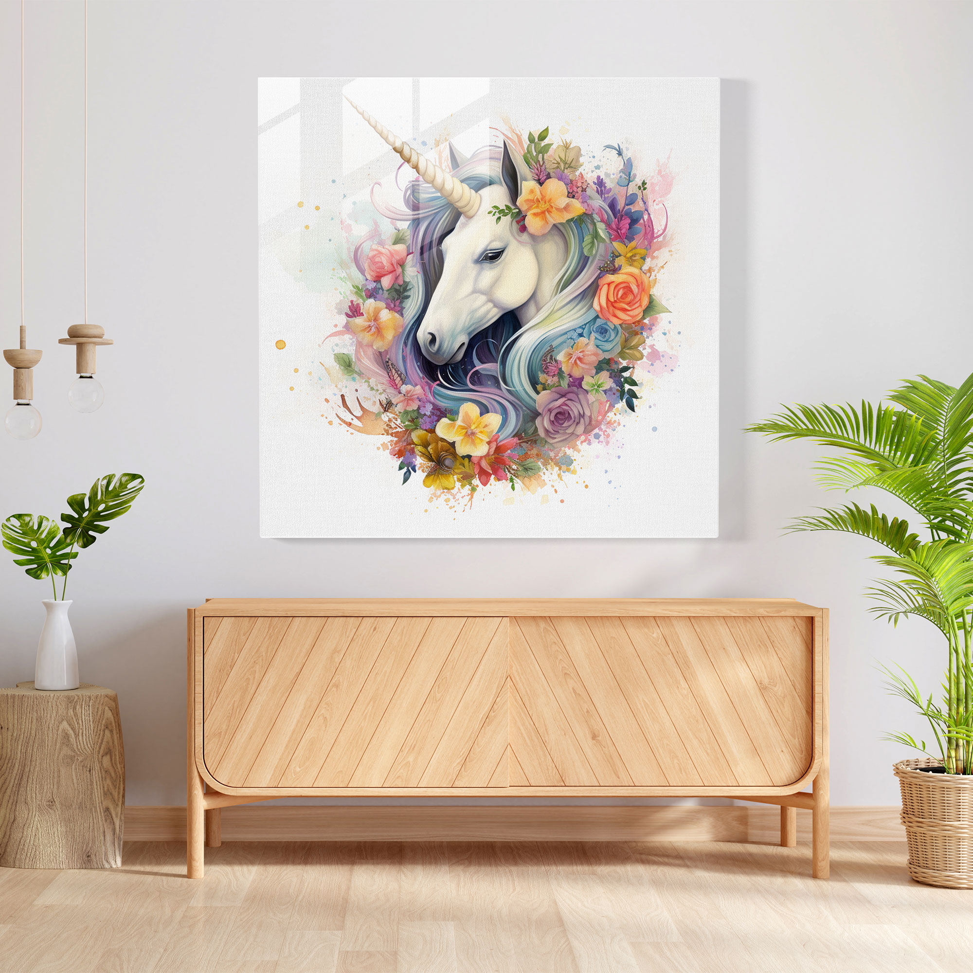 Whimsy Unicorn Glass Print - Unicorn, Cute, Watercolor, Charming