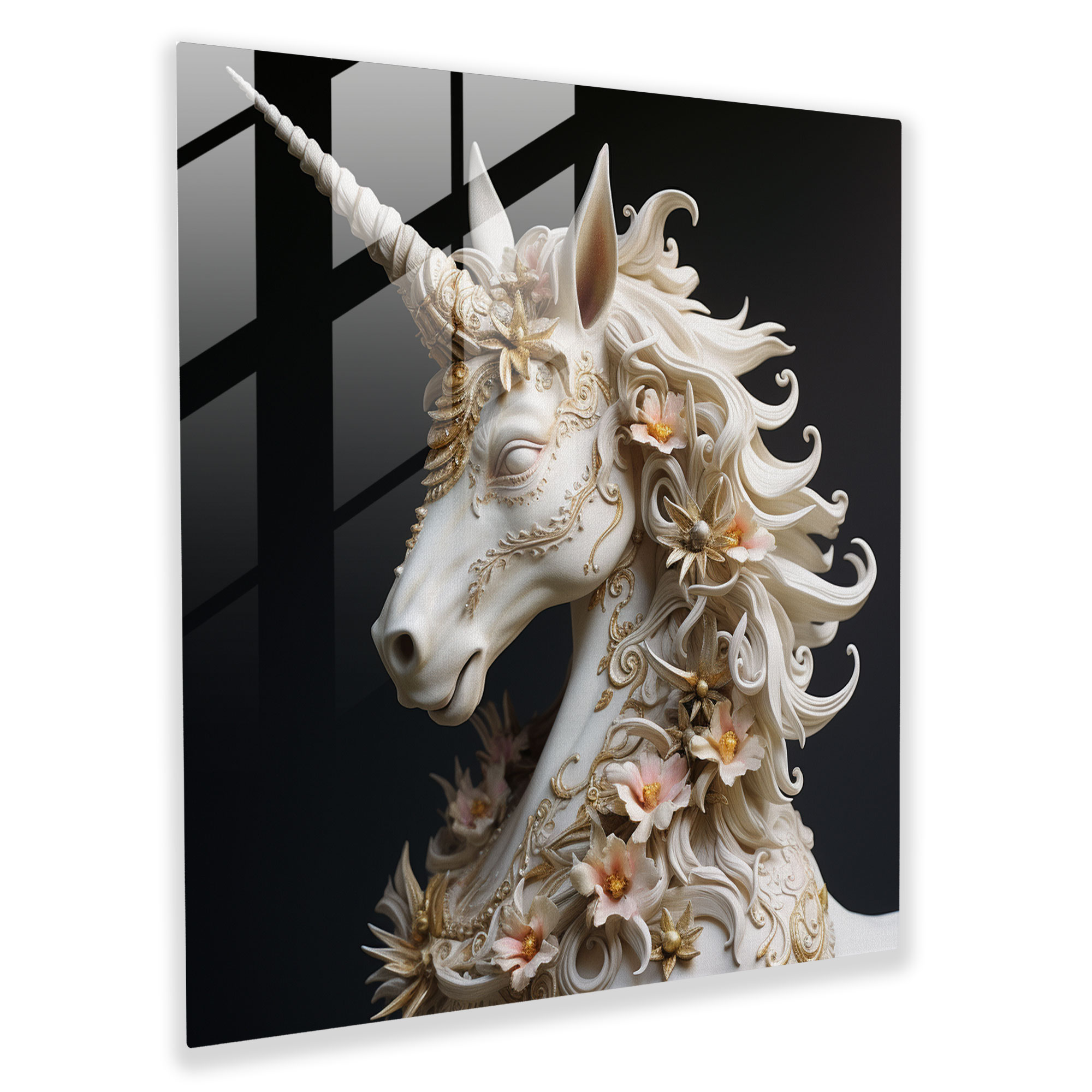 Lifelike Unicorn Glass Print - Unicorn, Realistic, Glass Print, 3D Sculpture