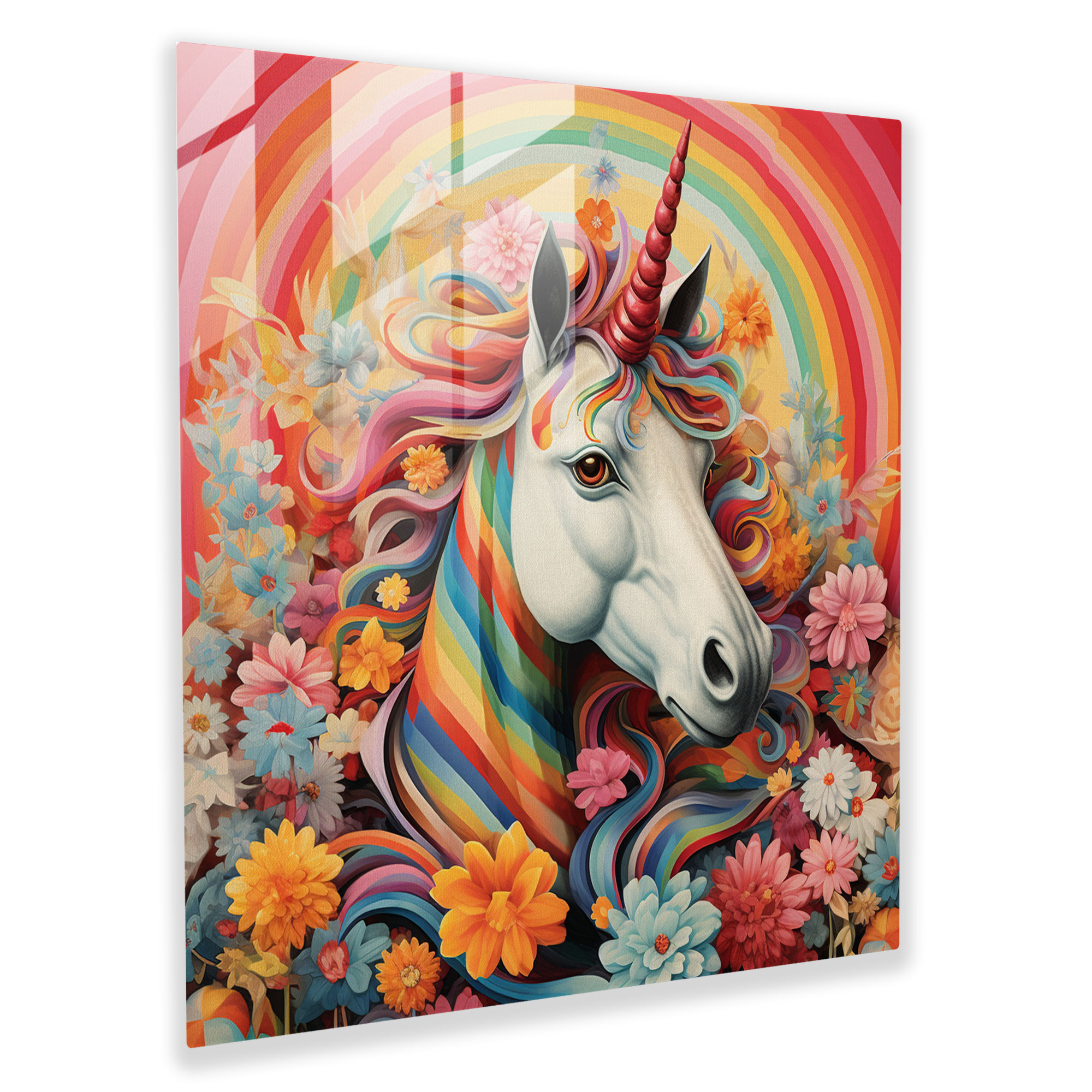 Playful Unicorn Glass Print - Unicorn, Unique, Vibrant Patterns, Whimsical