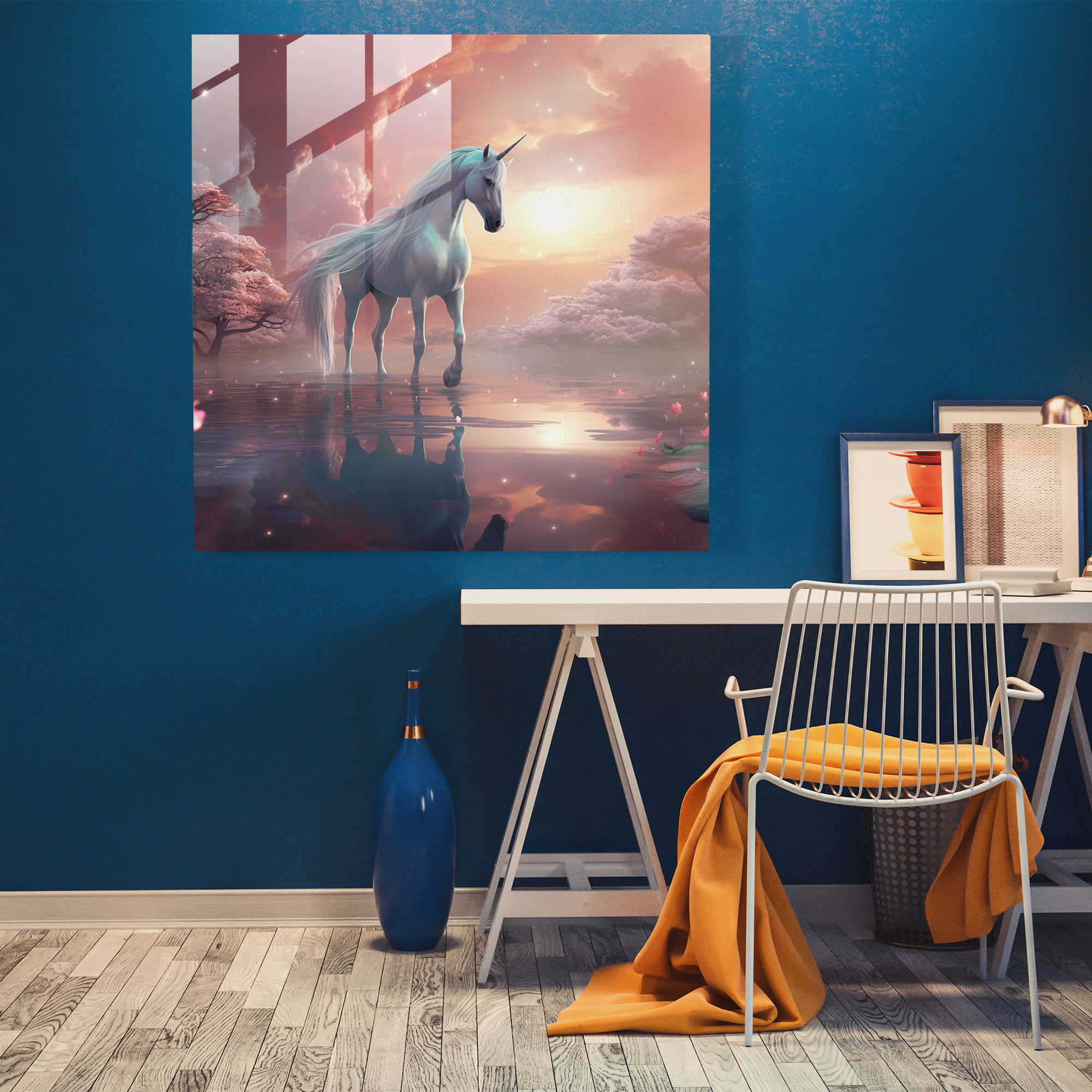 Mystical Unicorn Glass Print - Unicorn, Modern Art, Ethereal World, Unicorn