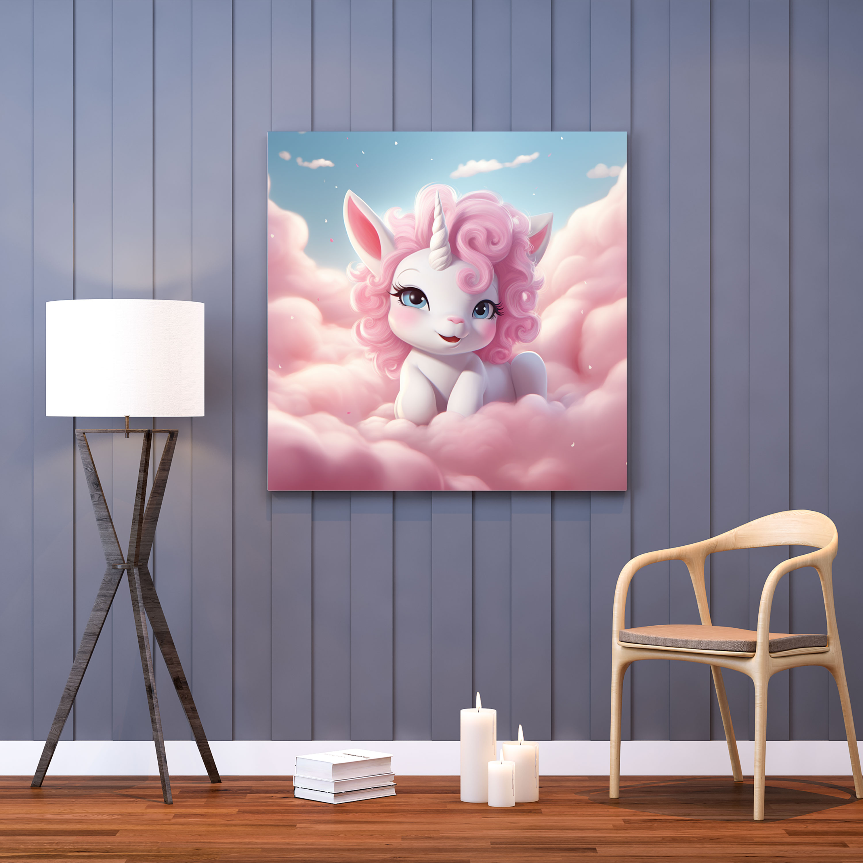 Adorable Baby Unicorn Canvas Print - Resting On A Fluffy Pink Cloud - Unicorn, Unicorn Canvas Print, Pink Cloud, Canvas Wall Art