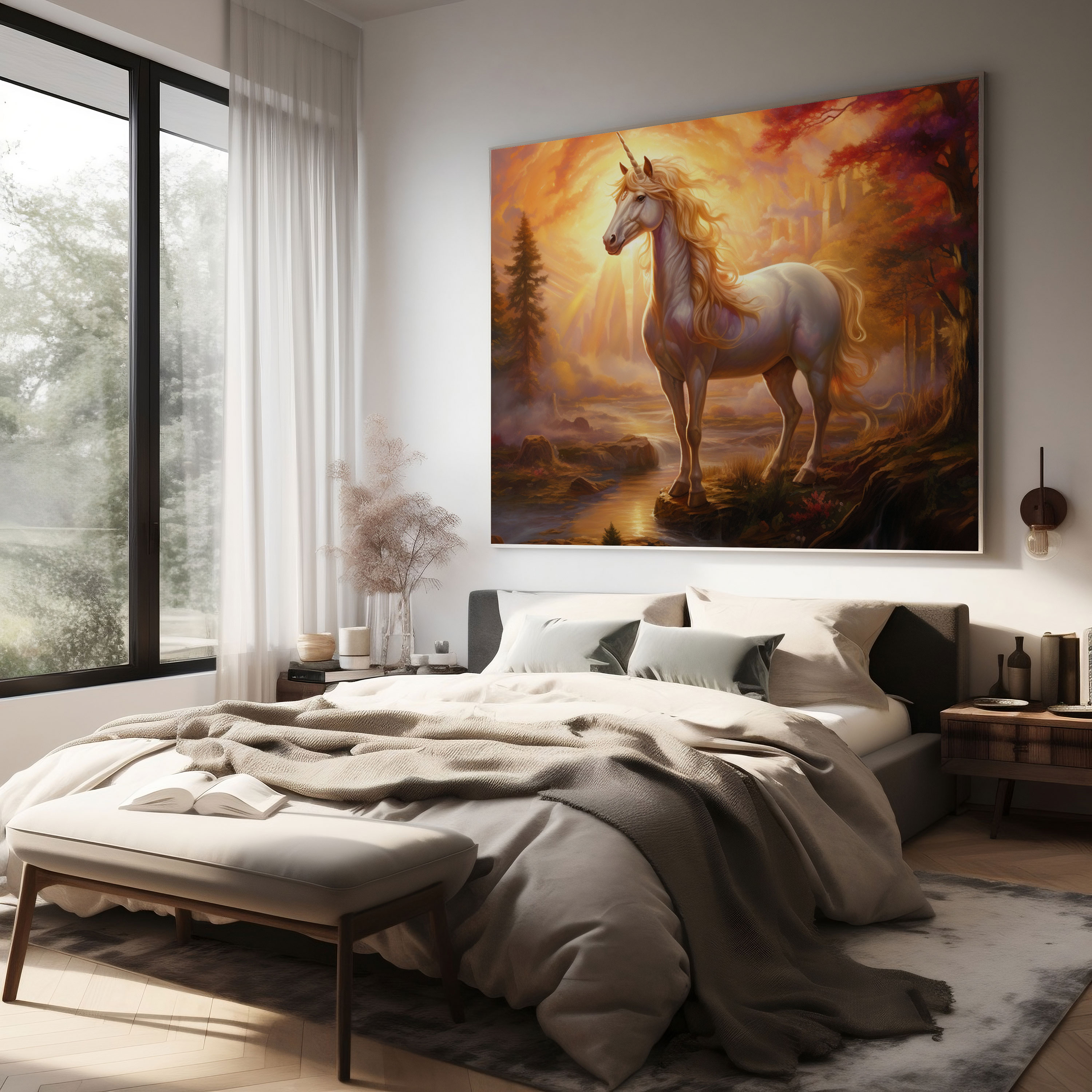 Unicorn Wall Art - Majestic Oil Painting For Home Decoration - Unicorn, Canvas Wall Art, Home Decoration, Canvas Print
