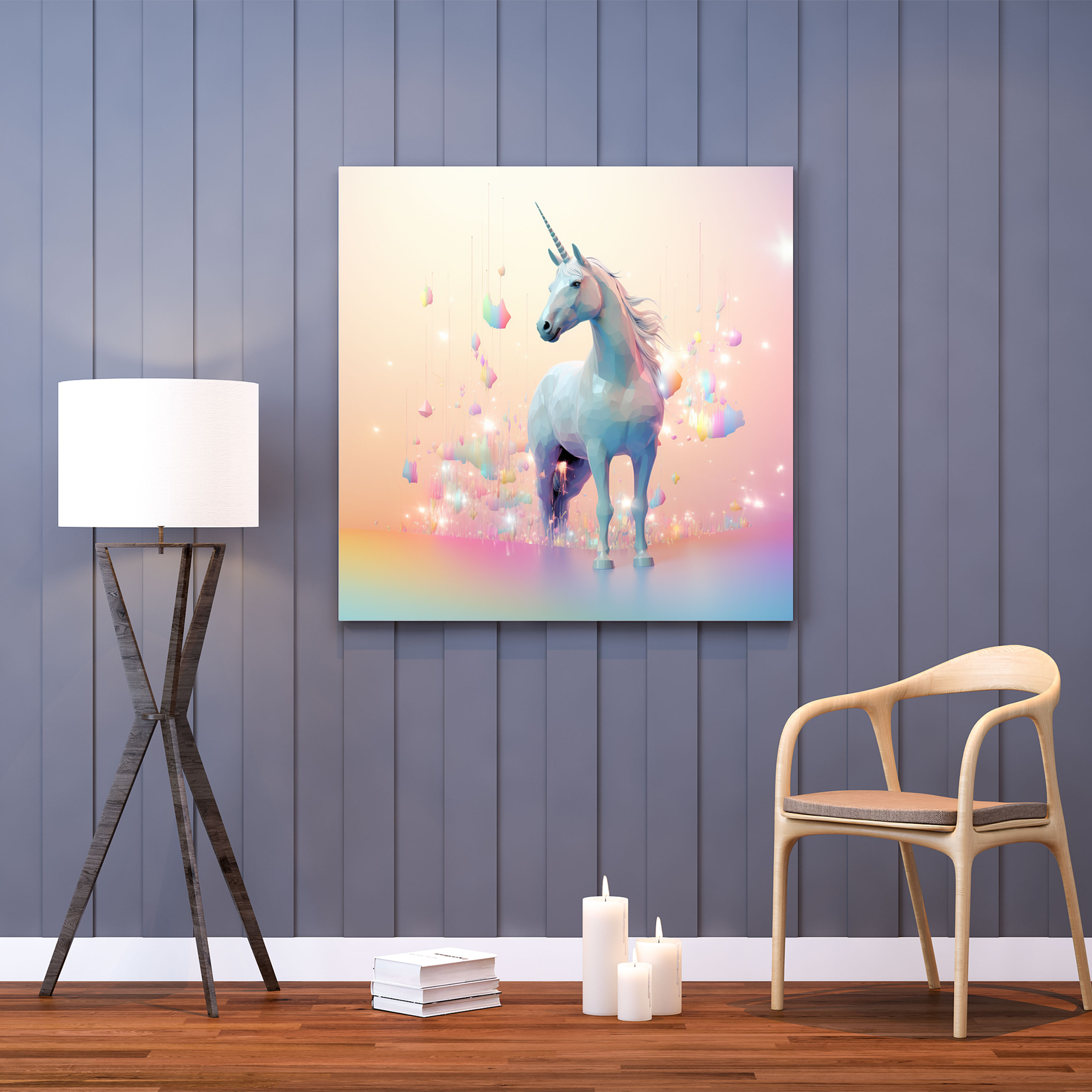 Unicorn Canvas Print - Contemporary Digital Wall Art - Unicorn, Canvas Wall Art, Digital Artwork, Minimalist Silhouette
