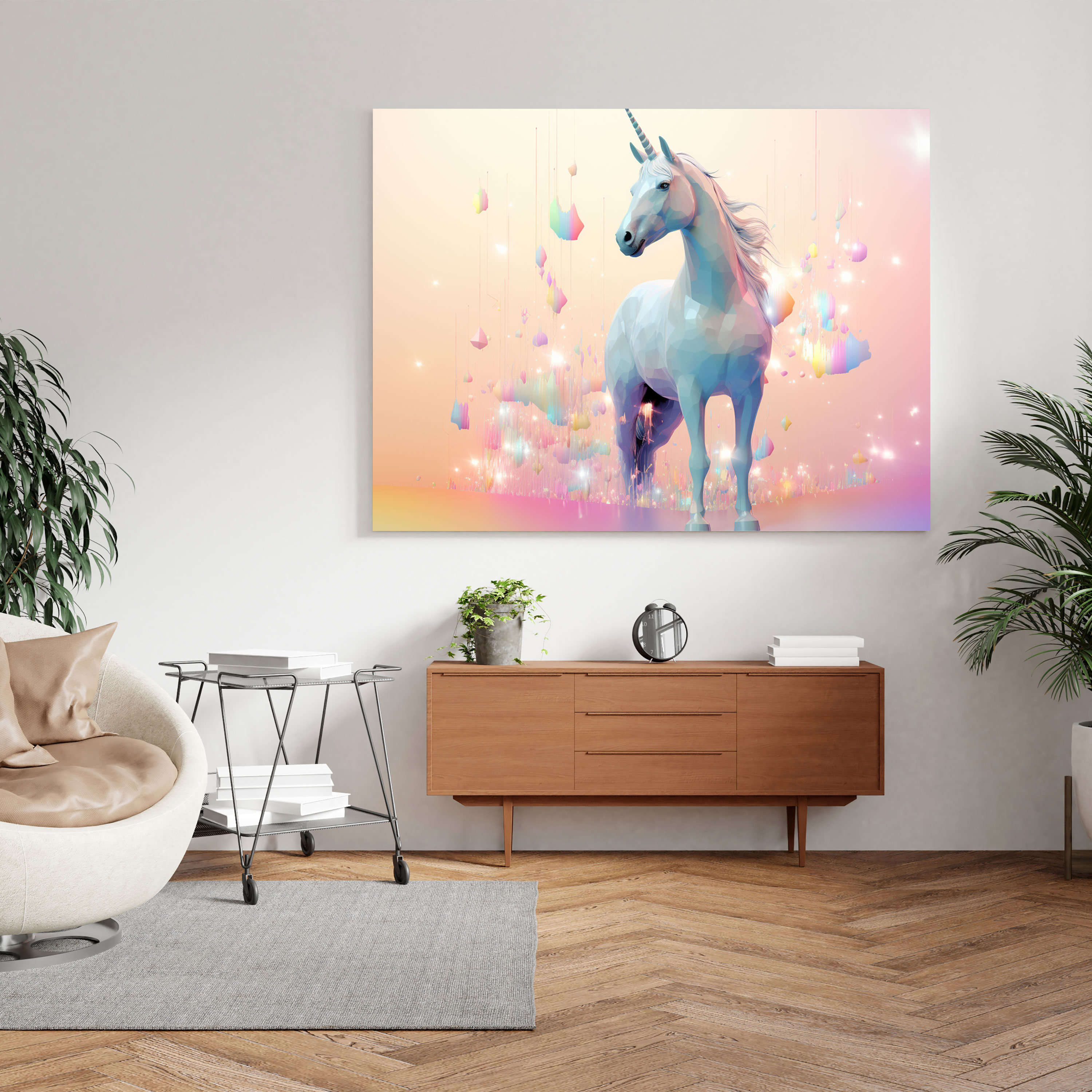 Unicorn Canvas Print - Contemporary Digital Wall Art - Unicorn, Canvas Wall Art, Digital Artwork, Minimalist Silhouette