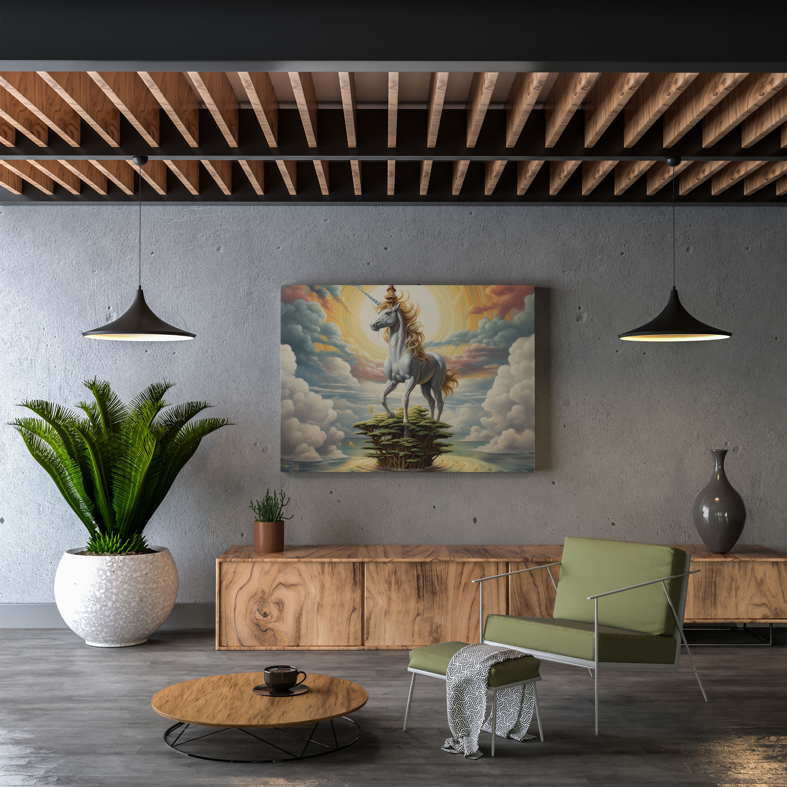 Mystical Unicorn Wall Art - Unicorn, Mystical Unicorn, Surrealistic Painting, Realm Of Wonders