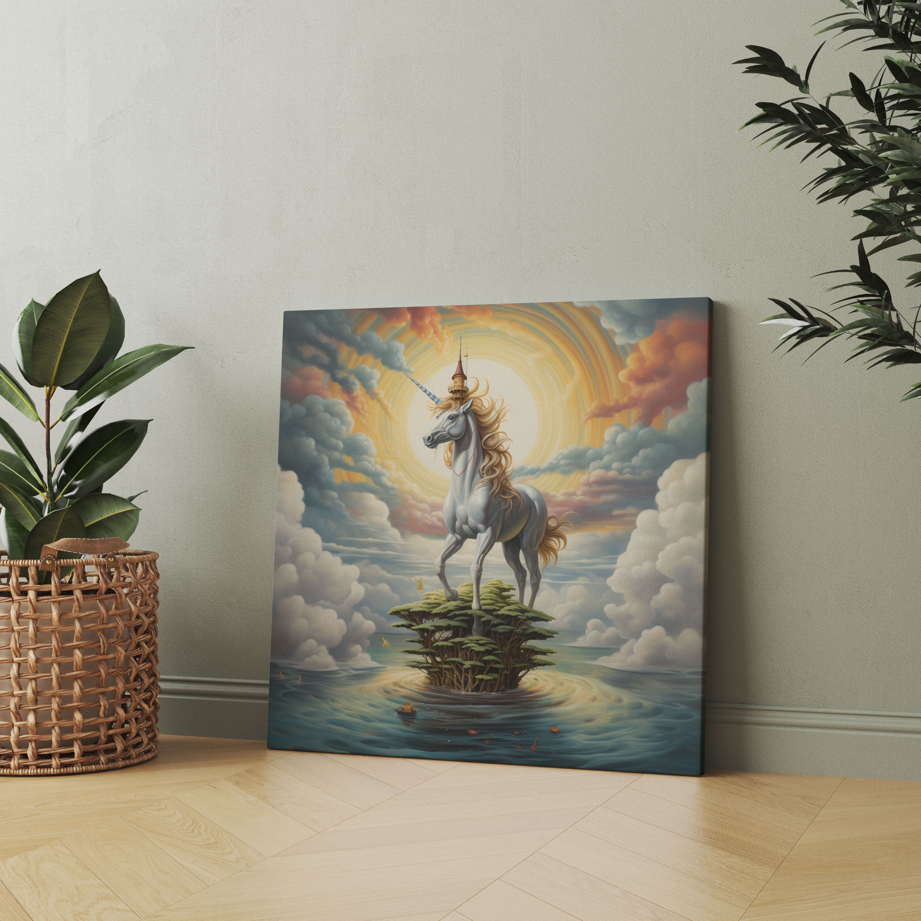 Mystical Unicorn Wall Art - Unicorn, Mystical Unicorn, Surrealistic Painting, Realm Of Wonders
