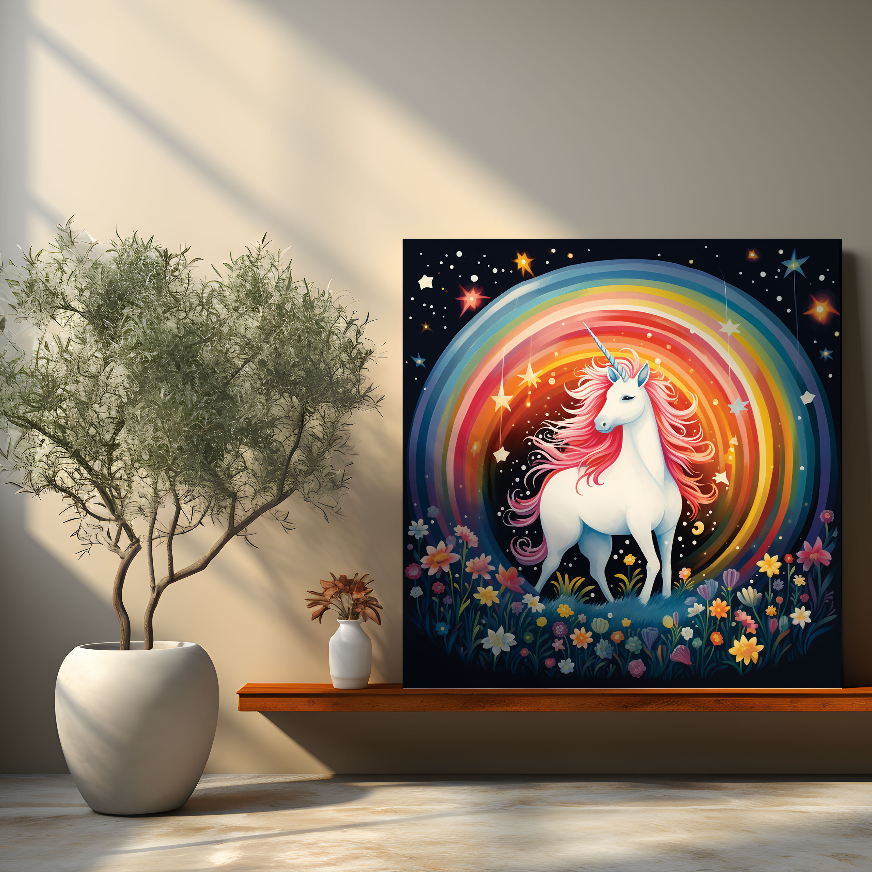 Whimsical Unicorn Wall Art - Unicorn, Playful, Illustration, Canvas