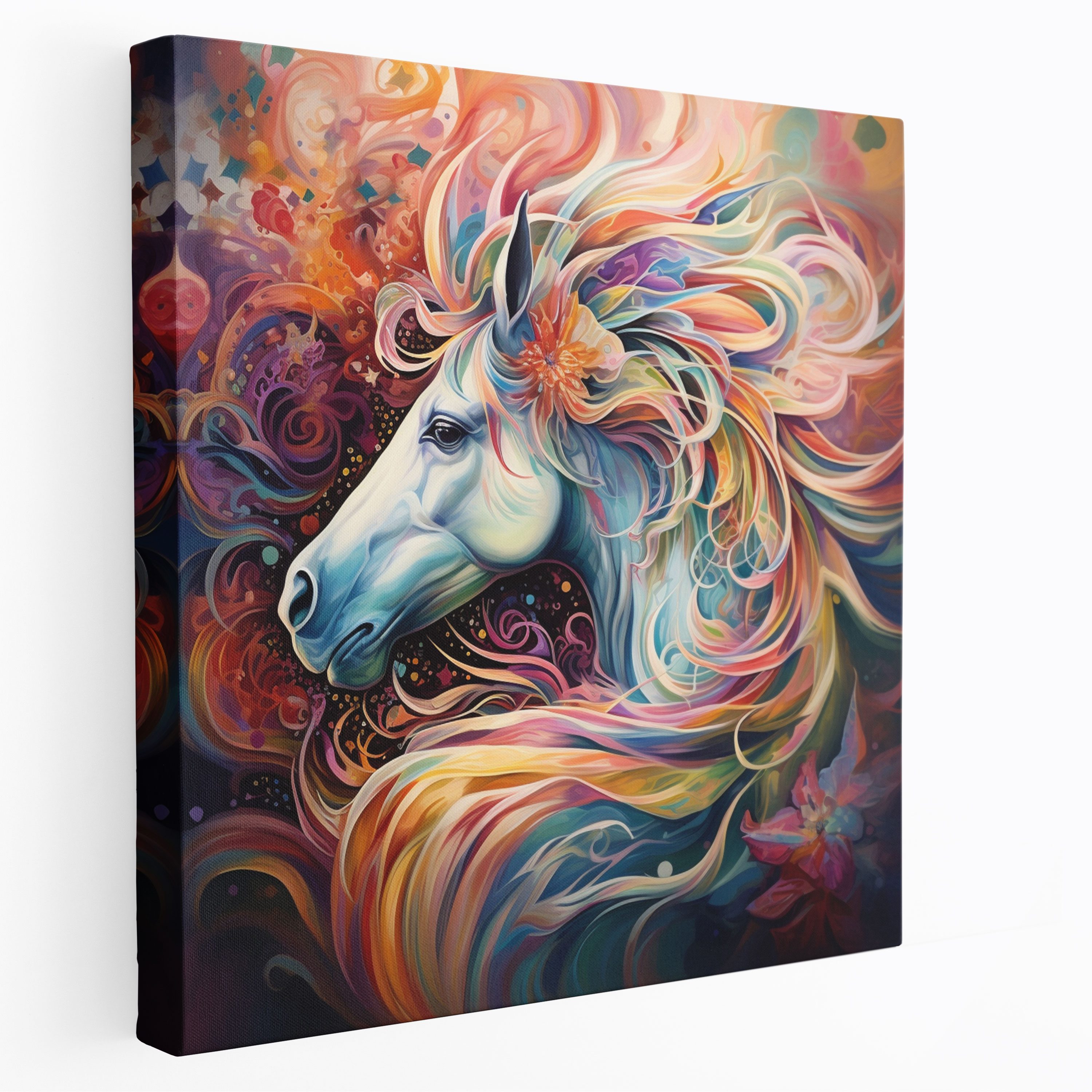 Abstract Unicorn Canvas Print - Unicorn, Unicorn, Vibrant Colors, Canvas