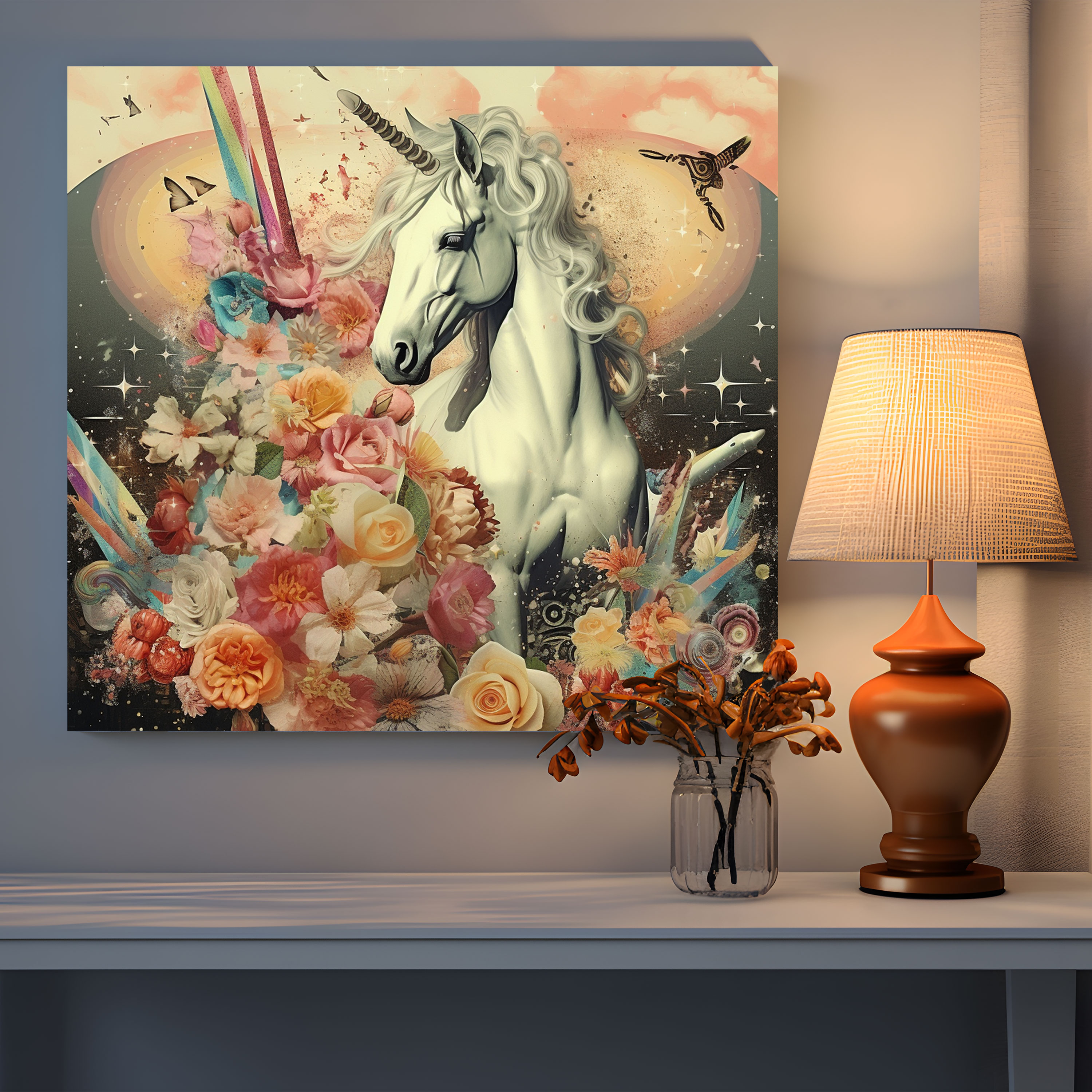 Unicorn Collage Wall Art - Unicorn, Unicorn, Wall Decoration, Surreal Arrangement