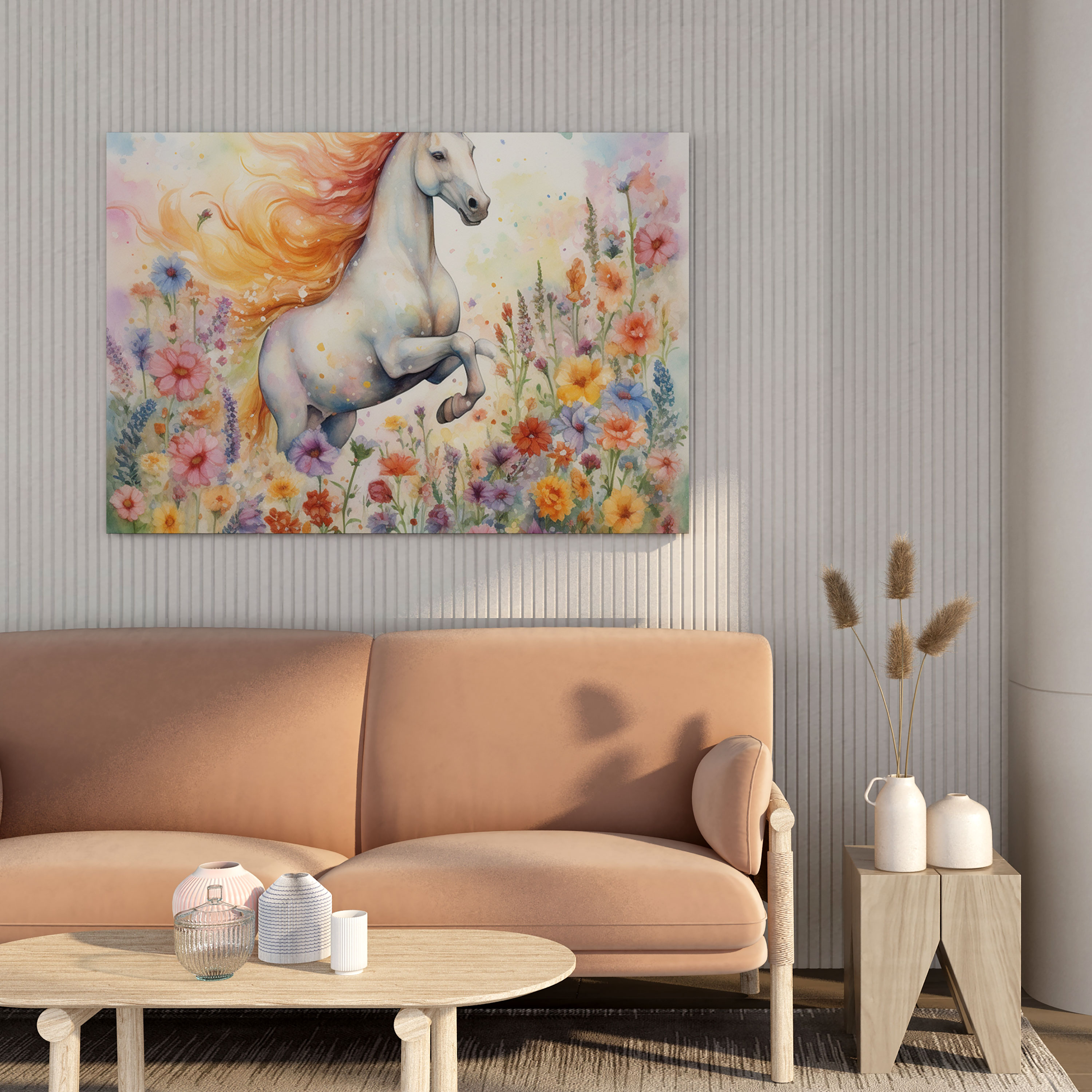 Masalsı Su Rengi Duvar Sanatı - Unicorn Kanvas Tablo - Duvar Süsü