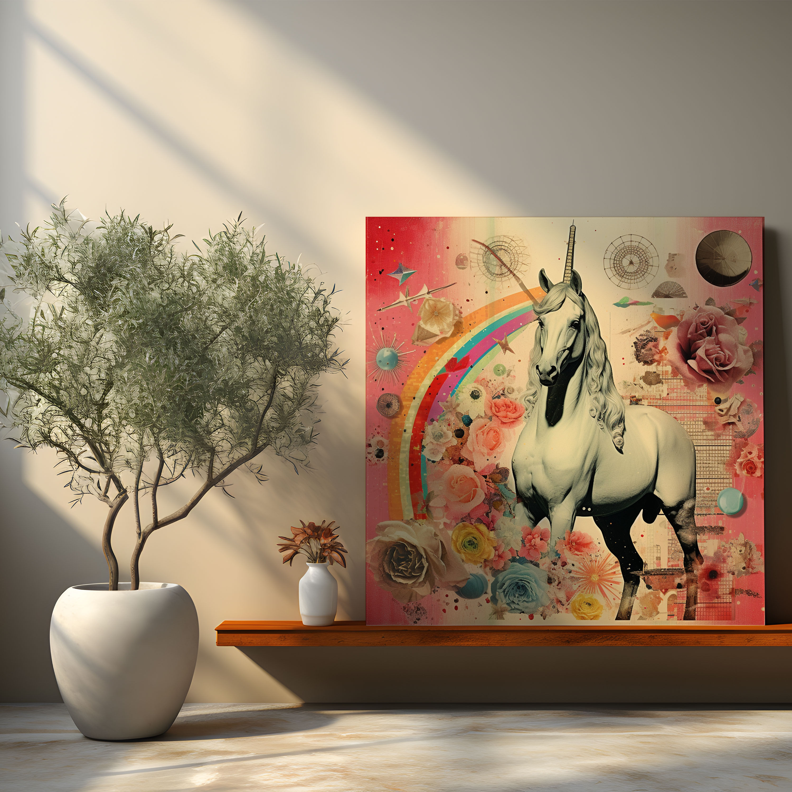 Tekst: Unicorn Kanvas Tablo - Vintage Esintili Dijital Koleksiyon Duvar Sanatı - Unicorn Vintage Esintili Nostalji Kanvas Tablo