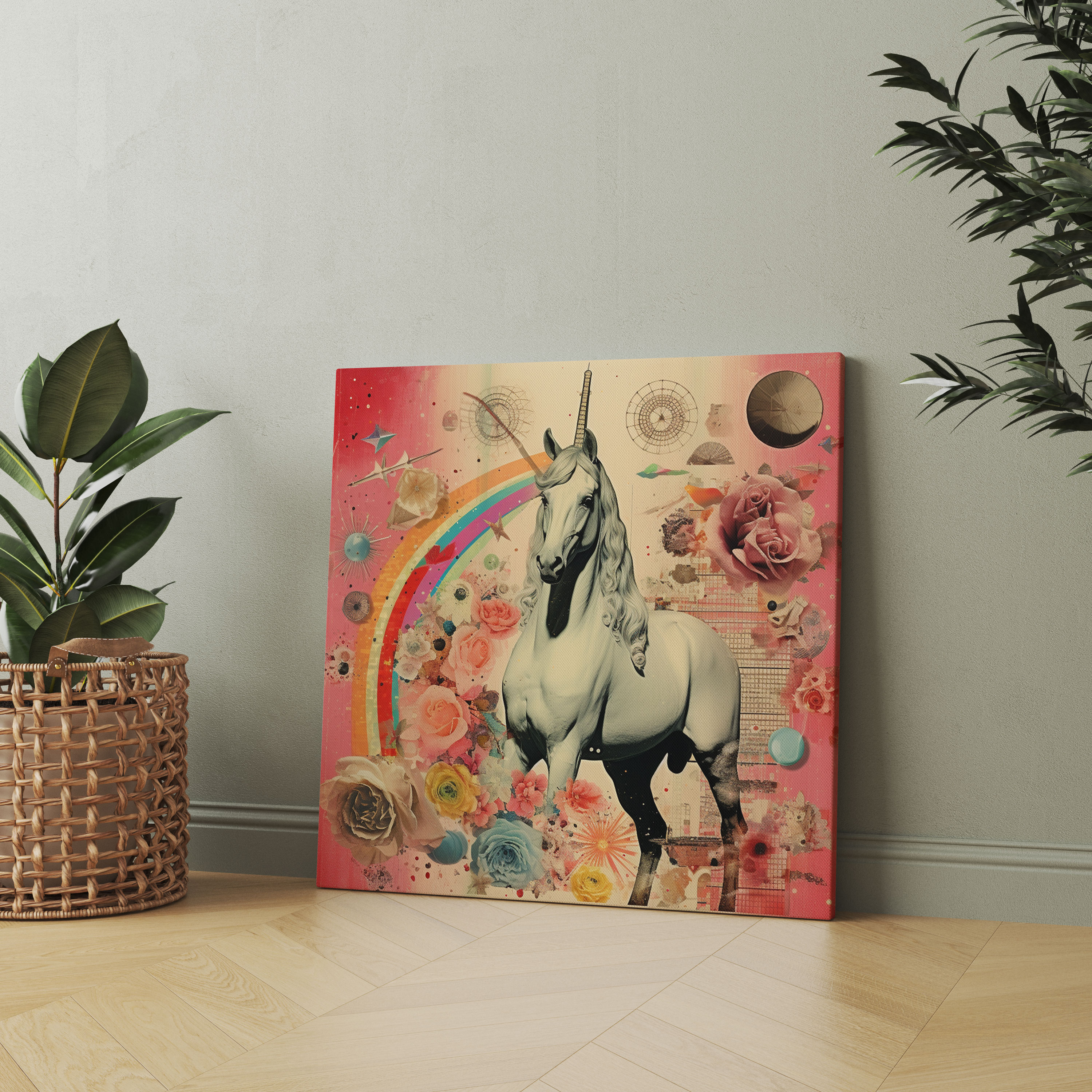 Tekst: Unicorn Kanvas Tablo - Vintage Esintili Dijital Koleksiyon Duvar Sanatı - Unicorn Vintage Esintili Nostalji Kanvas Tablo