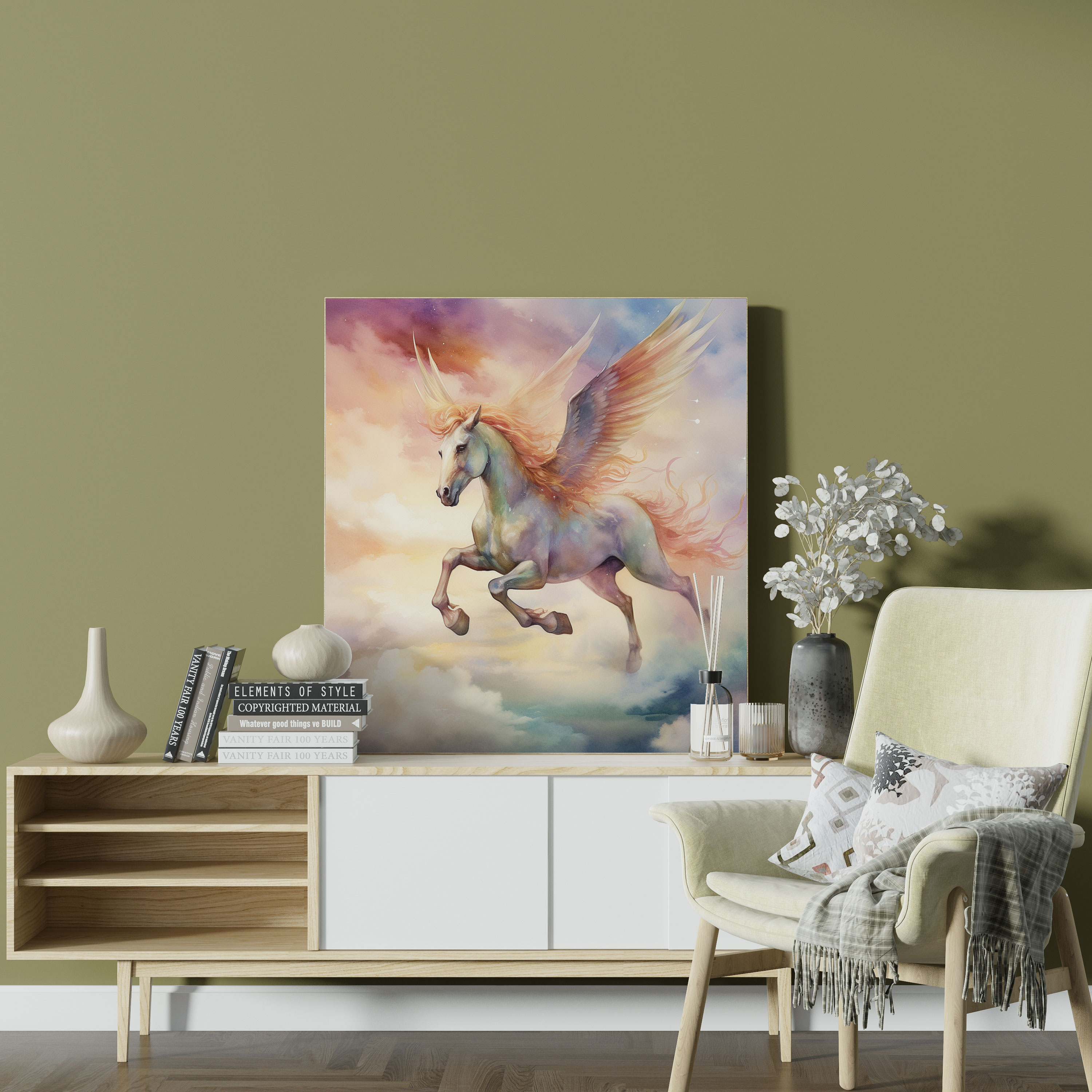 Unicorn Wall Art - Fantasy Watercolor Canvas Print - Unicorn, Illustration, Canvas Wall Art, Wall Art