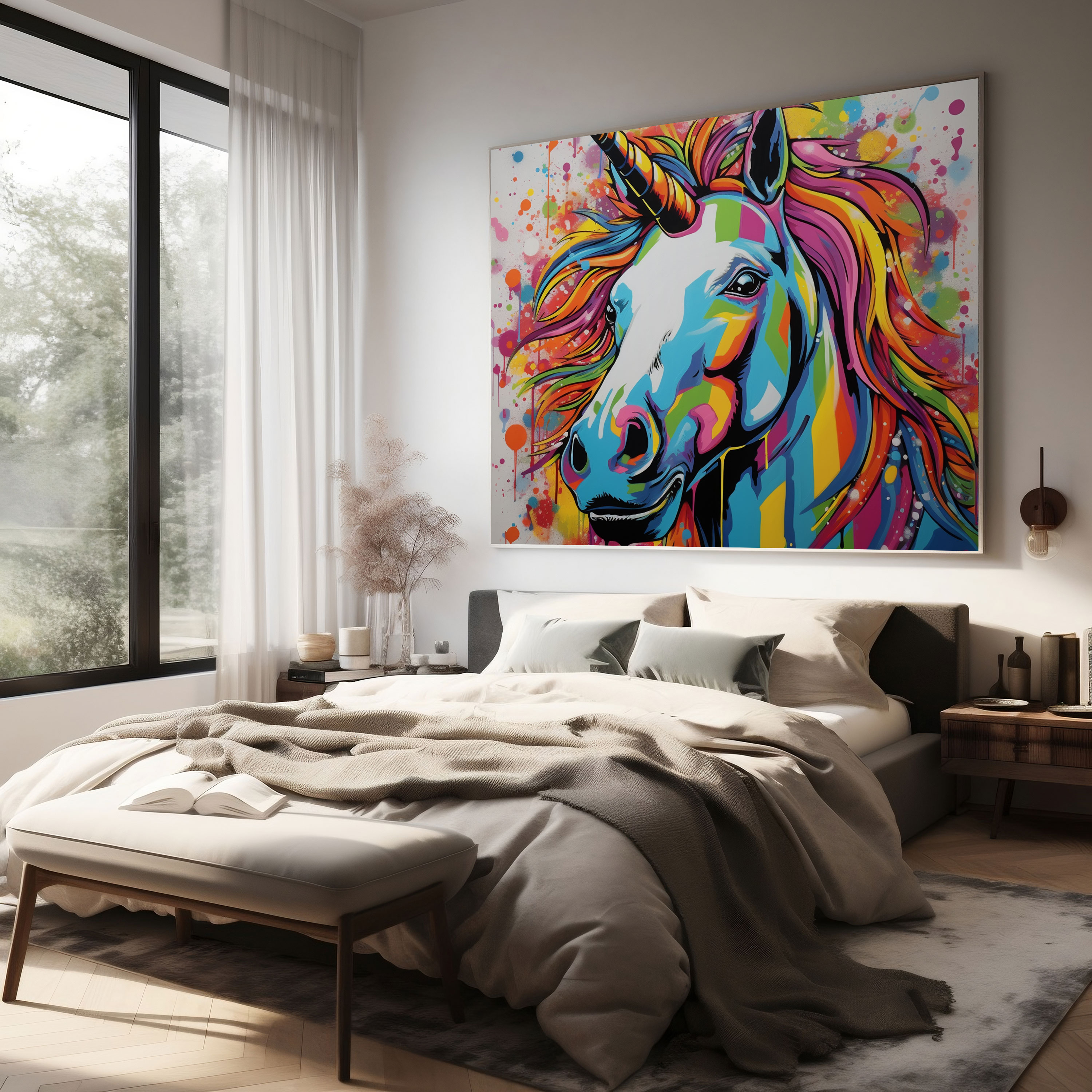 Unicorn Canvas Print - Pop Art Wall Decoration - Unicorn, Canvas Wall Art, Comic Book Feel, Pop Art Design