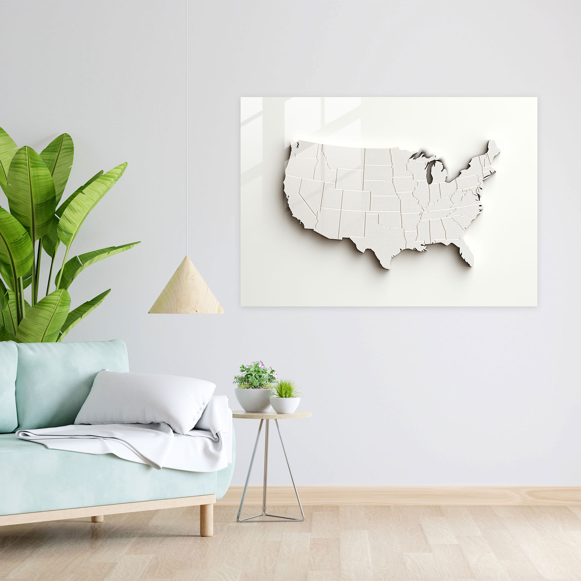 Minimalist United States Of America Map Glass Wall Art - United States Of America Map, Modern Art, Home Decoration, Glass Art