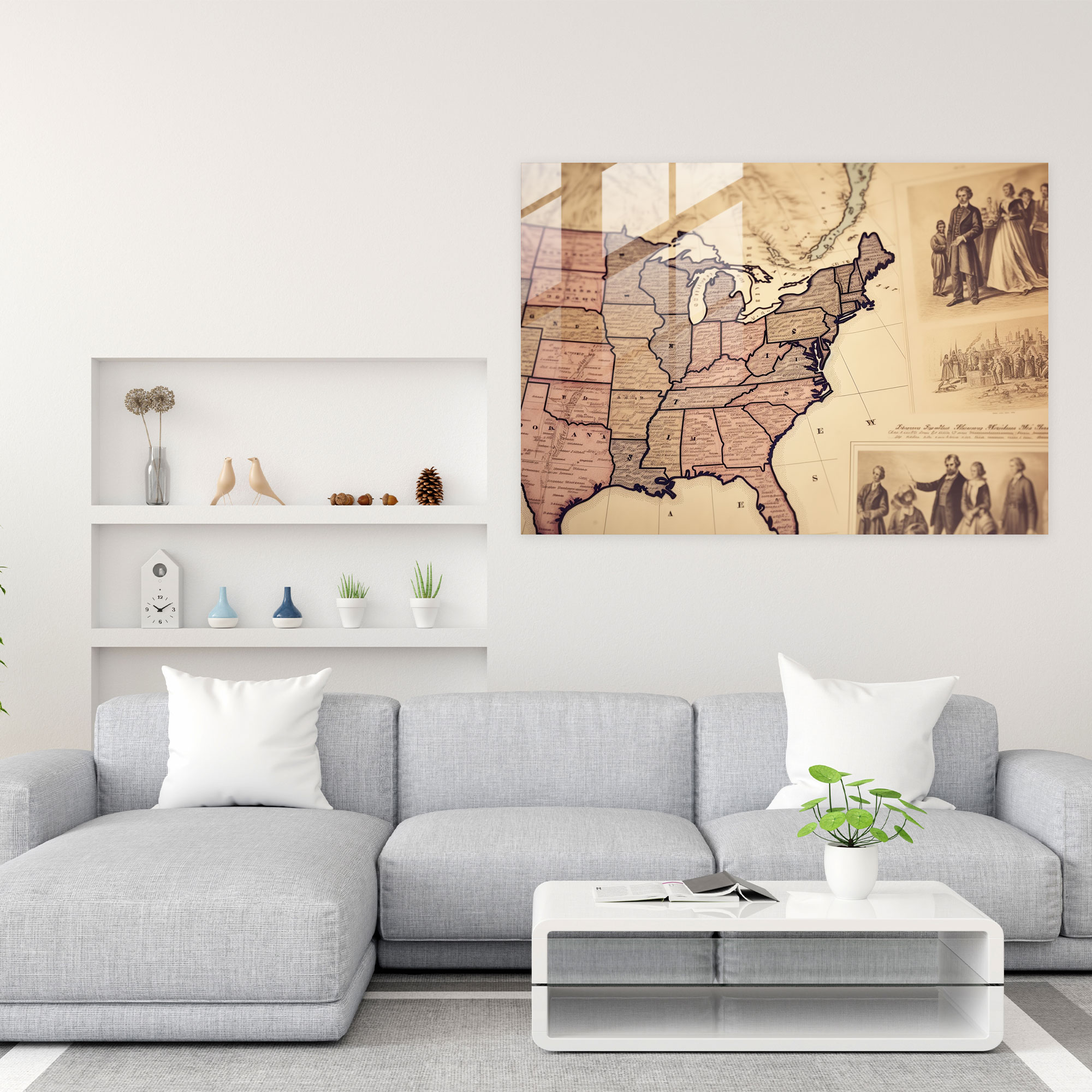 United States Of America Map Glass Print - United States Of America Map, Glass Print, Wall Decoration, Home Decoration