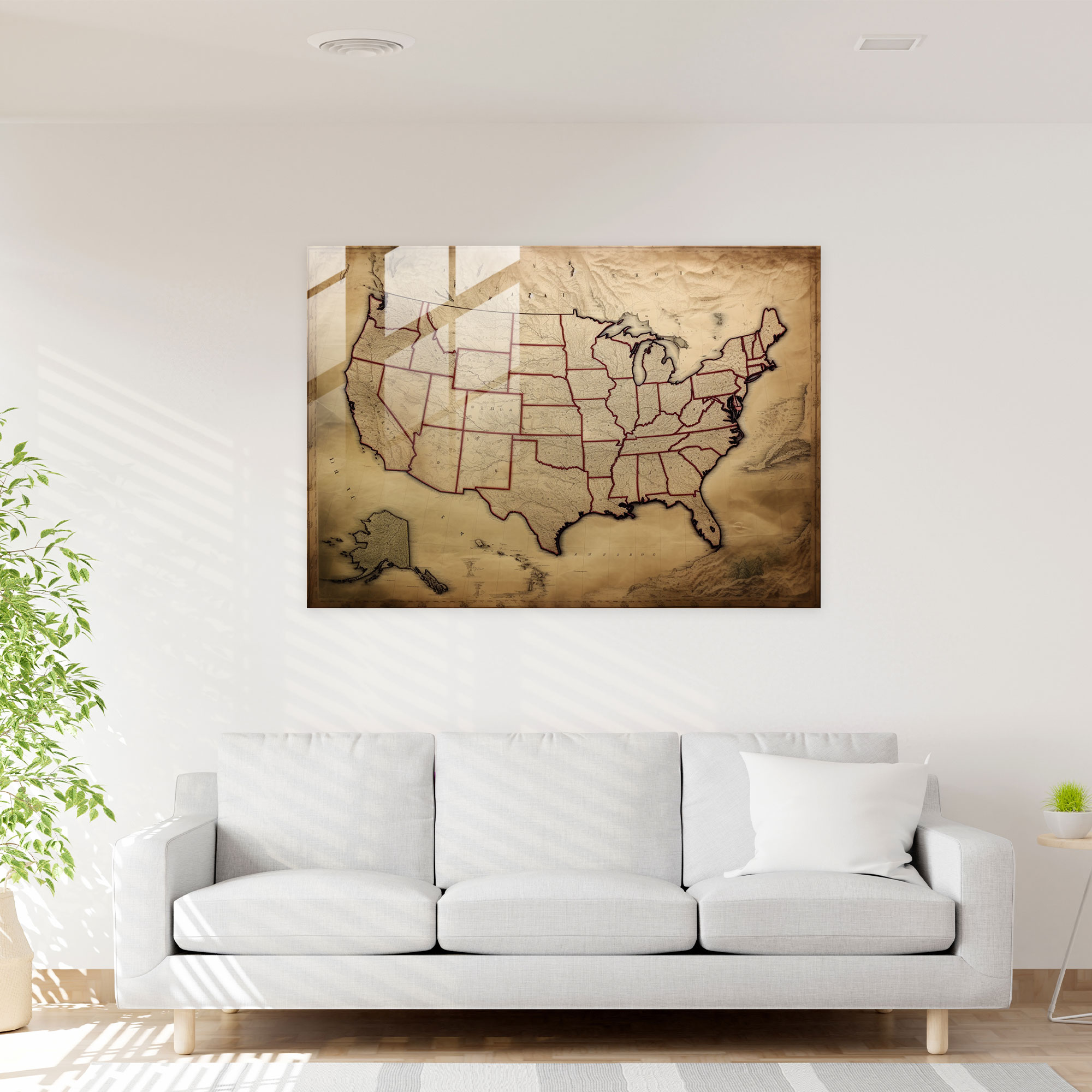 United States Of America Map Glass Wall Art - United States Of America Map, Glass Wall Art, Glass Art, Glass Print