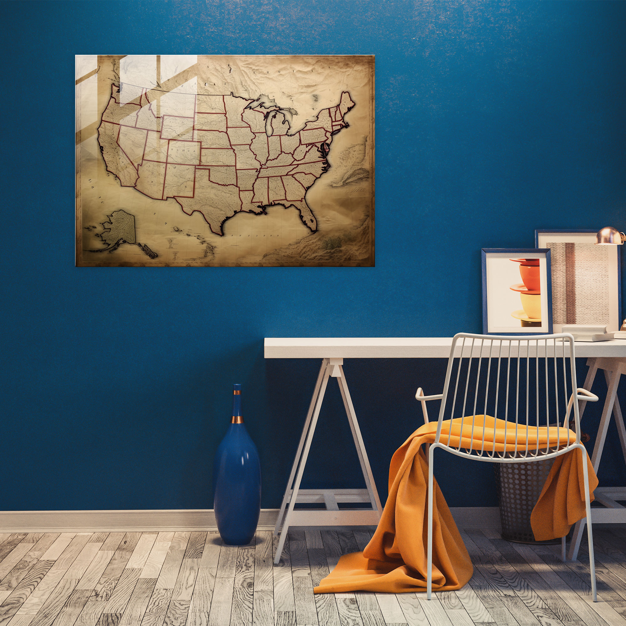 United States Of America Map Glass Wall Art - United States Of America Map, Glass Wall Art, Glass Art, Glass Print