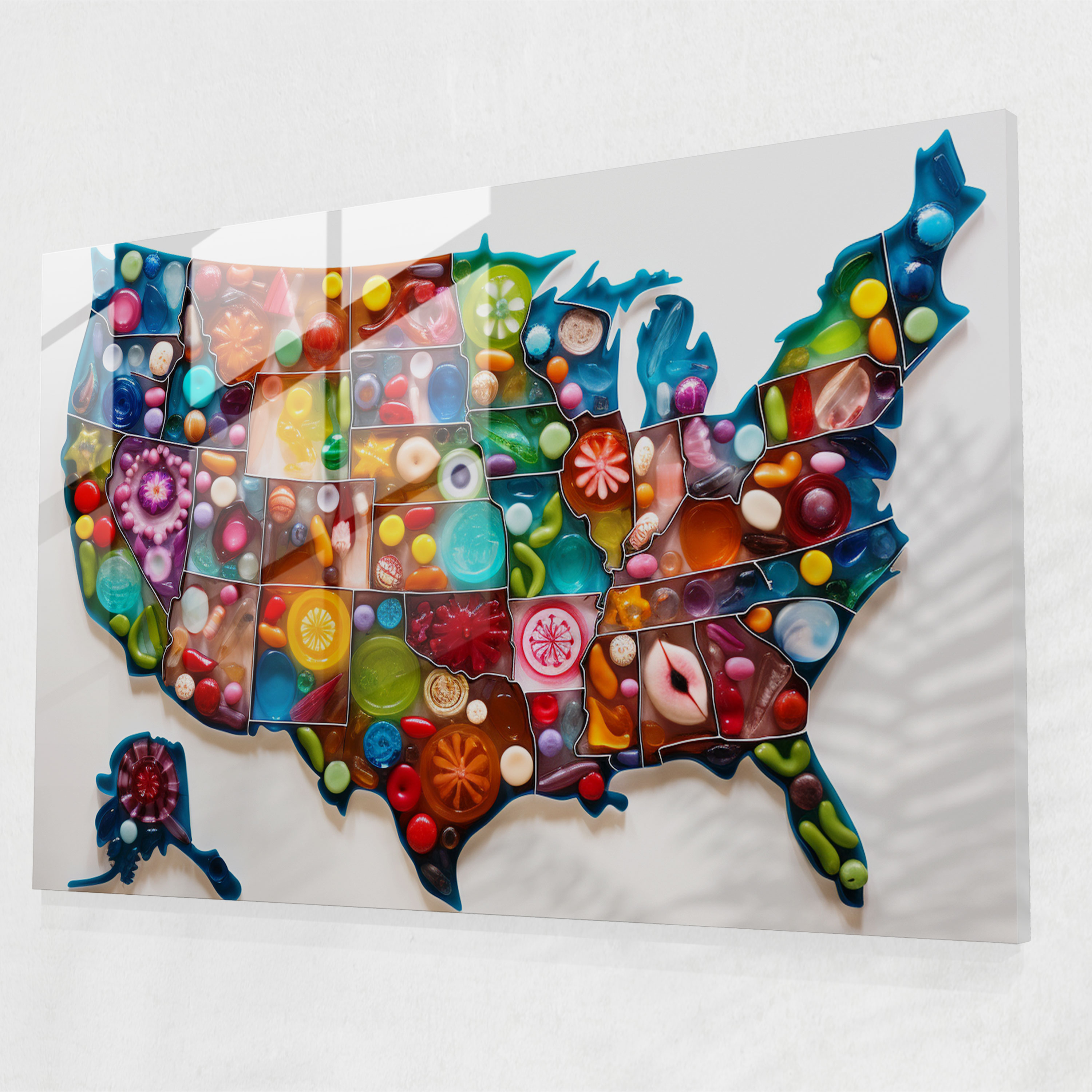 United States Of America Map Glass Wall Art - United States Of America Map, Wall Decoration, Home Decoration, Glass Art