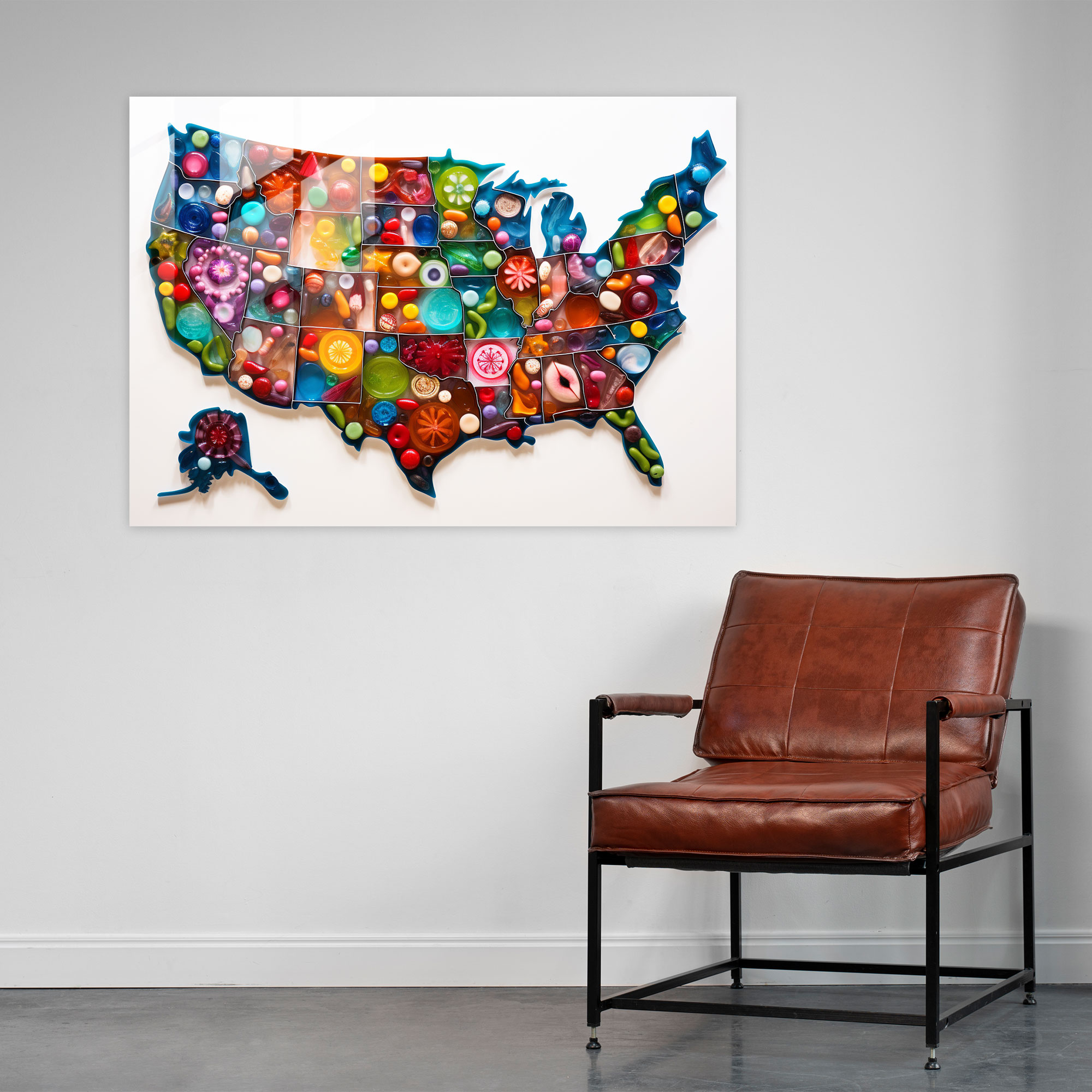 United States Of America Map Glass Wall Art - United States Of America Map, Wall Decoration, Home Decoration, Glass Art