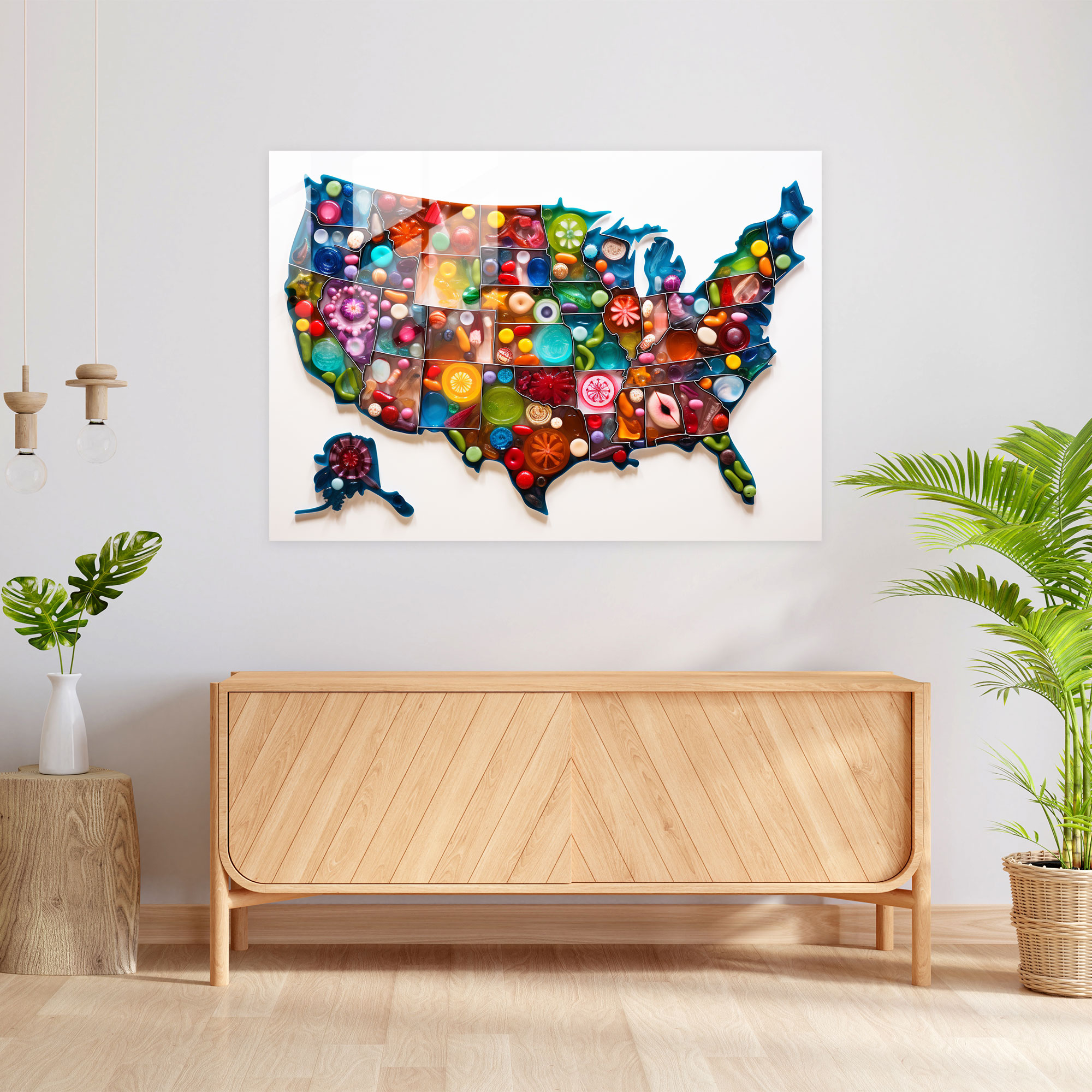 United States Of America Map Glass Wall Art - United States Of America Map, Wall Decoration, Home Decoration, Glass Art