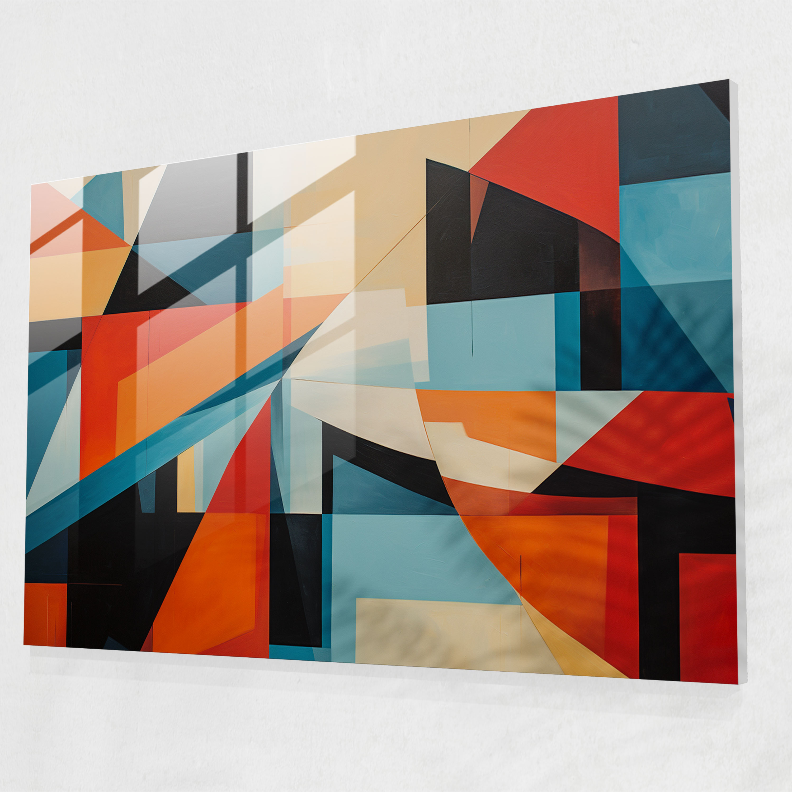 ABD Haritası Geometrik Cam Tablo - ABD Haritası Modern Sanat Cam Duvar Sanatı