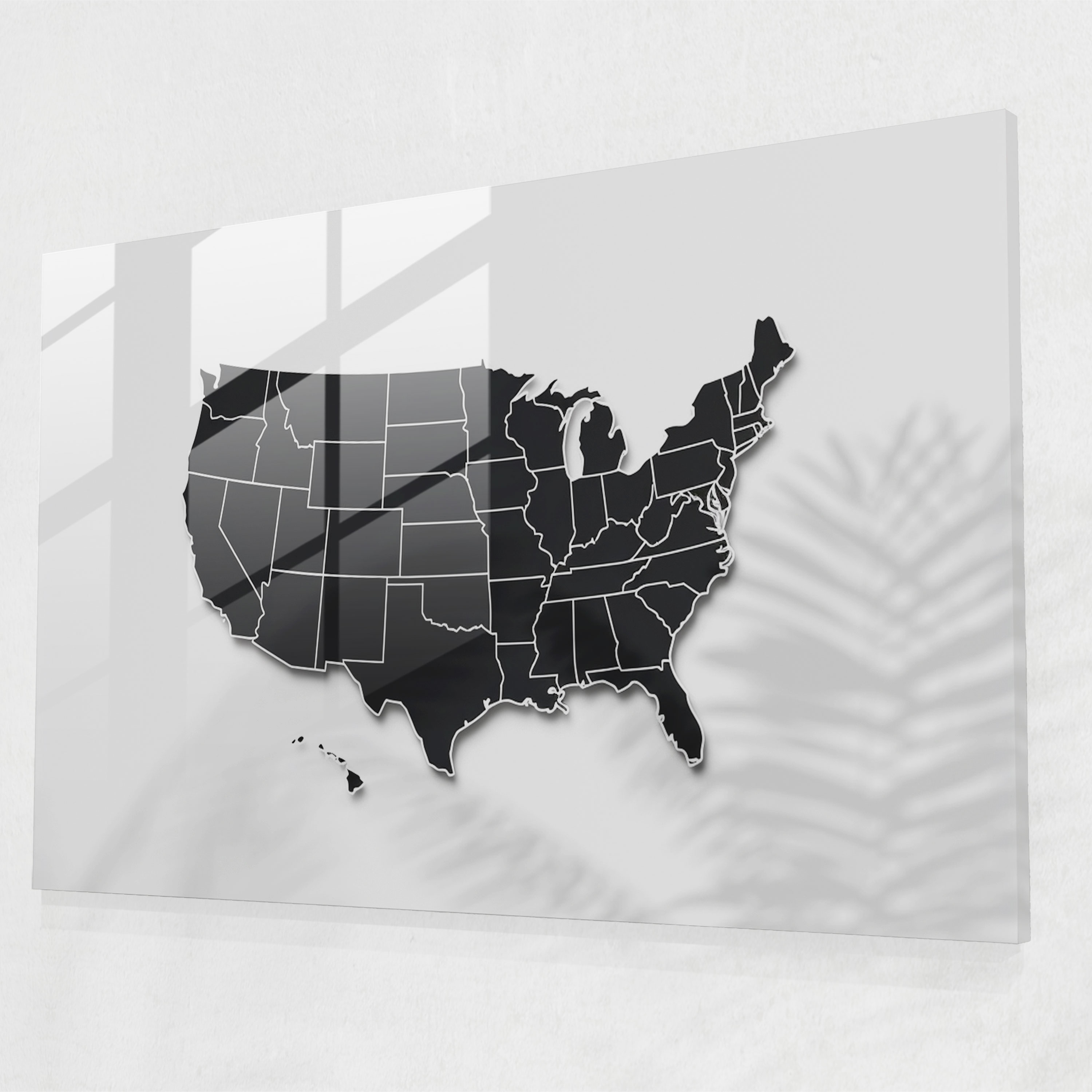 United States Of America Map Glass Print - United States Of America Map, United States Of America Map, Home Decoration, Wall Decoration