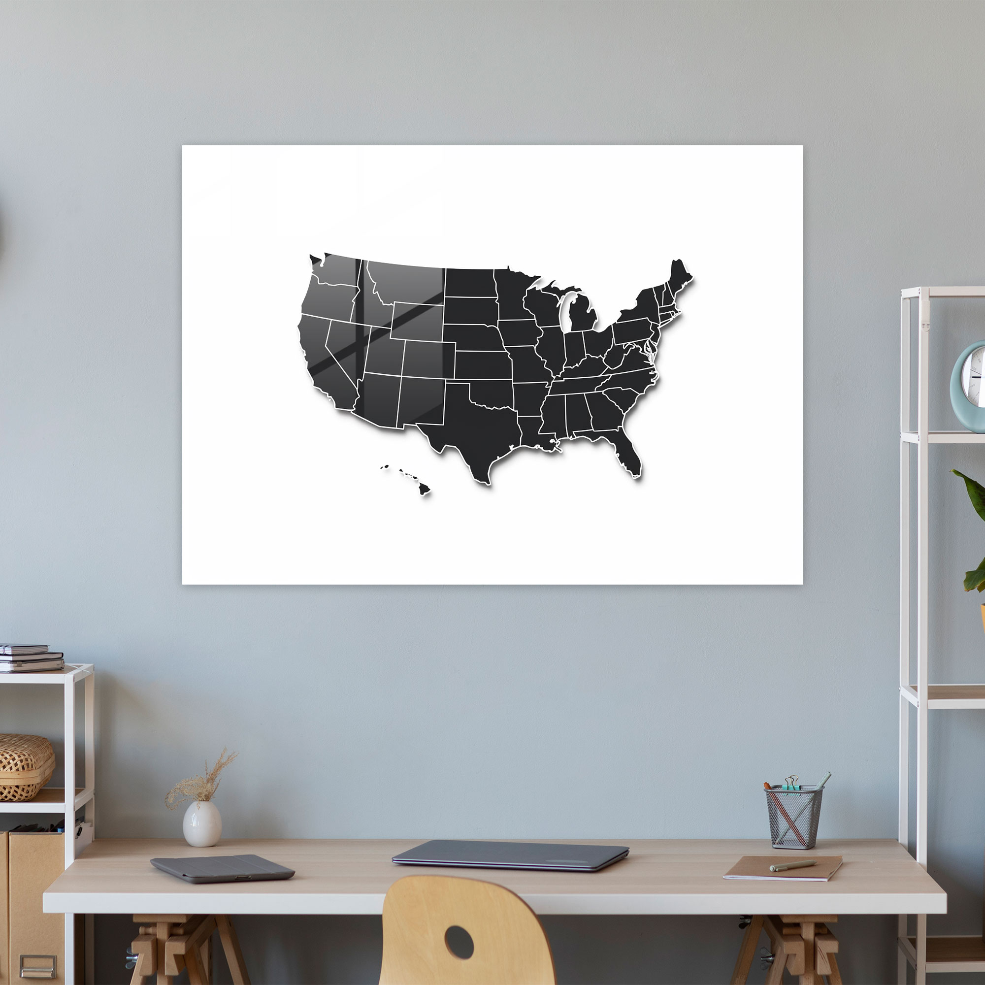 United States Of America Map Glass Print - United States Of America Map, United States Of America Map, Home Decoration, Wall Decoration