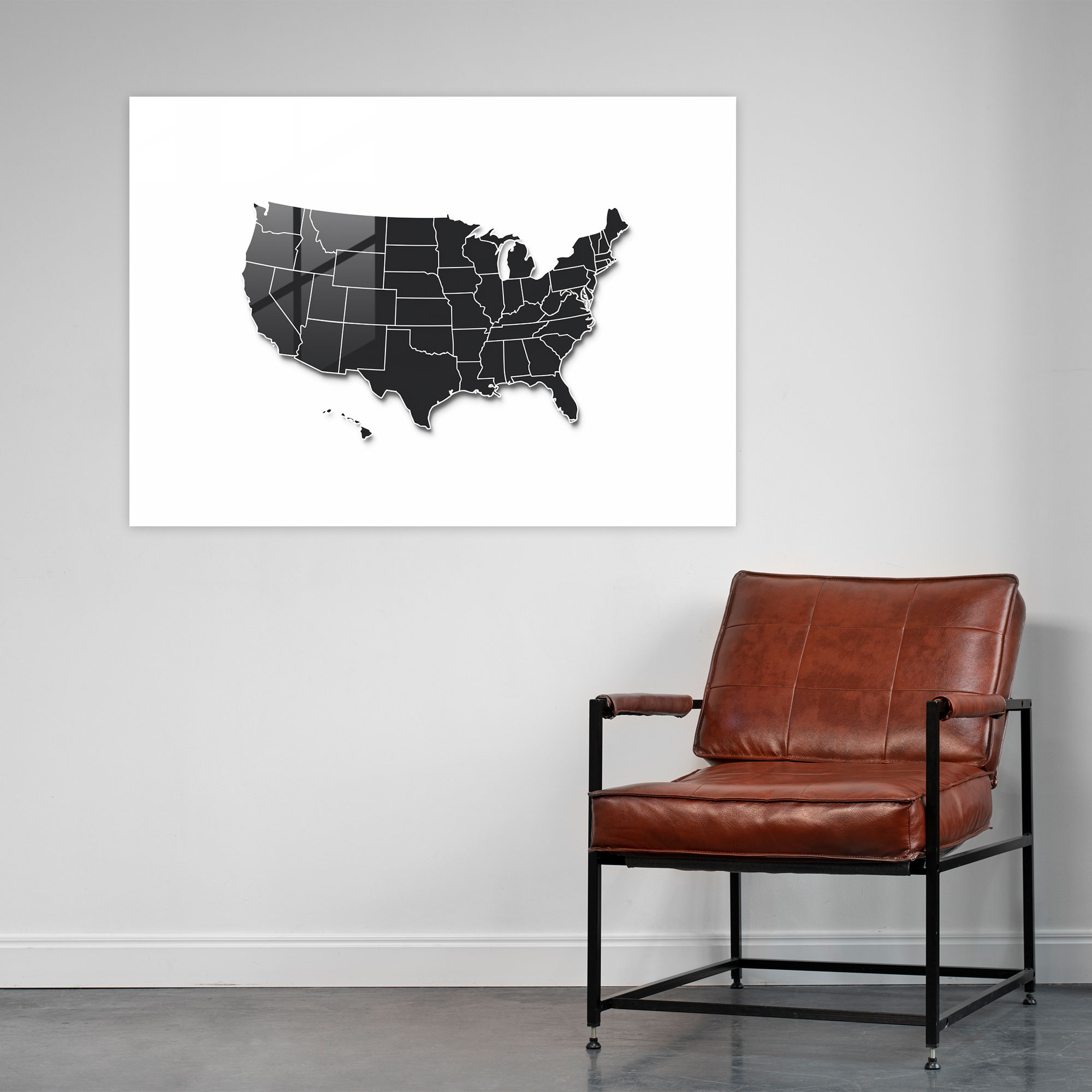 United States Of America Map Glass Print - United States Of America Map, United States Of America Map, Home Decoration, Wall Decoration