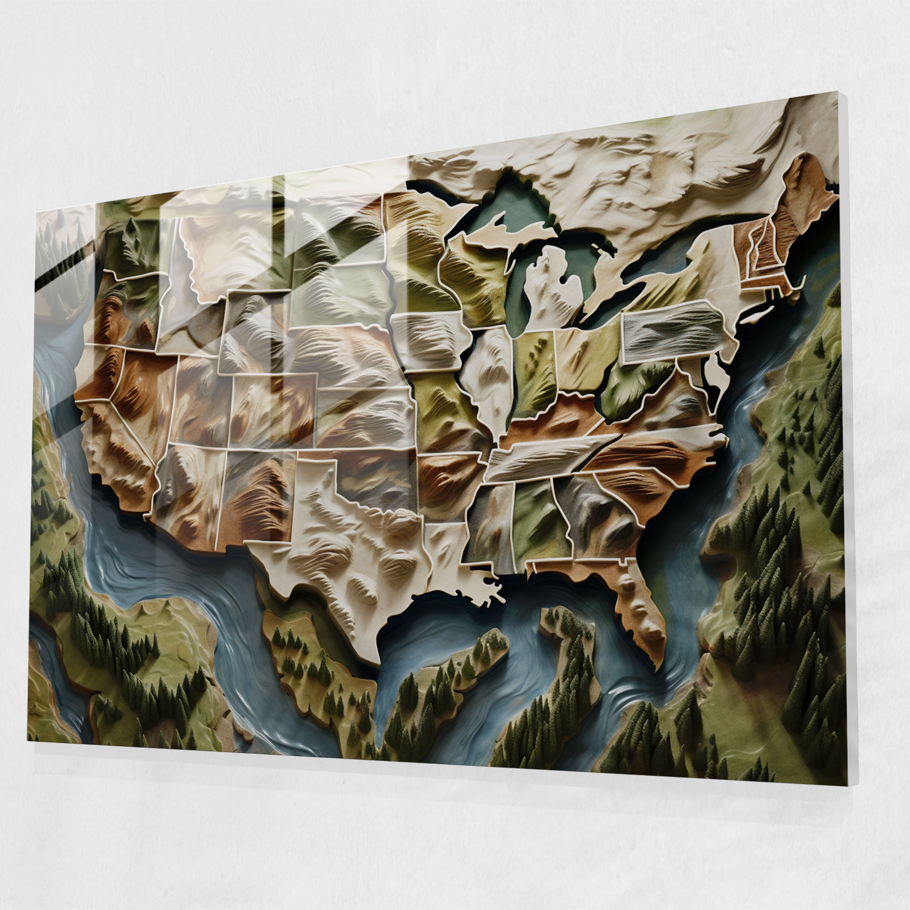 United States Map Glass Wall Art - United States Of America Map, Glass Art, Wall Decoration, United States Of America Map