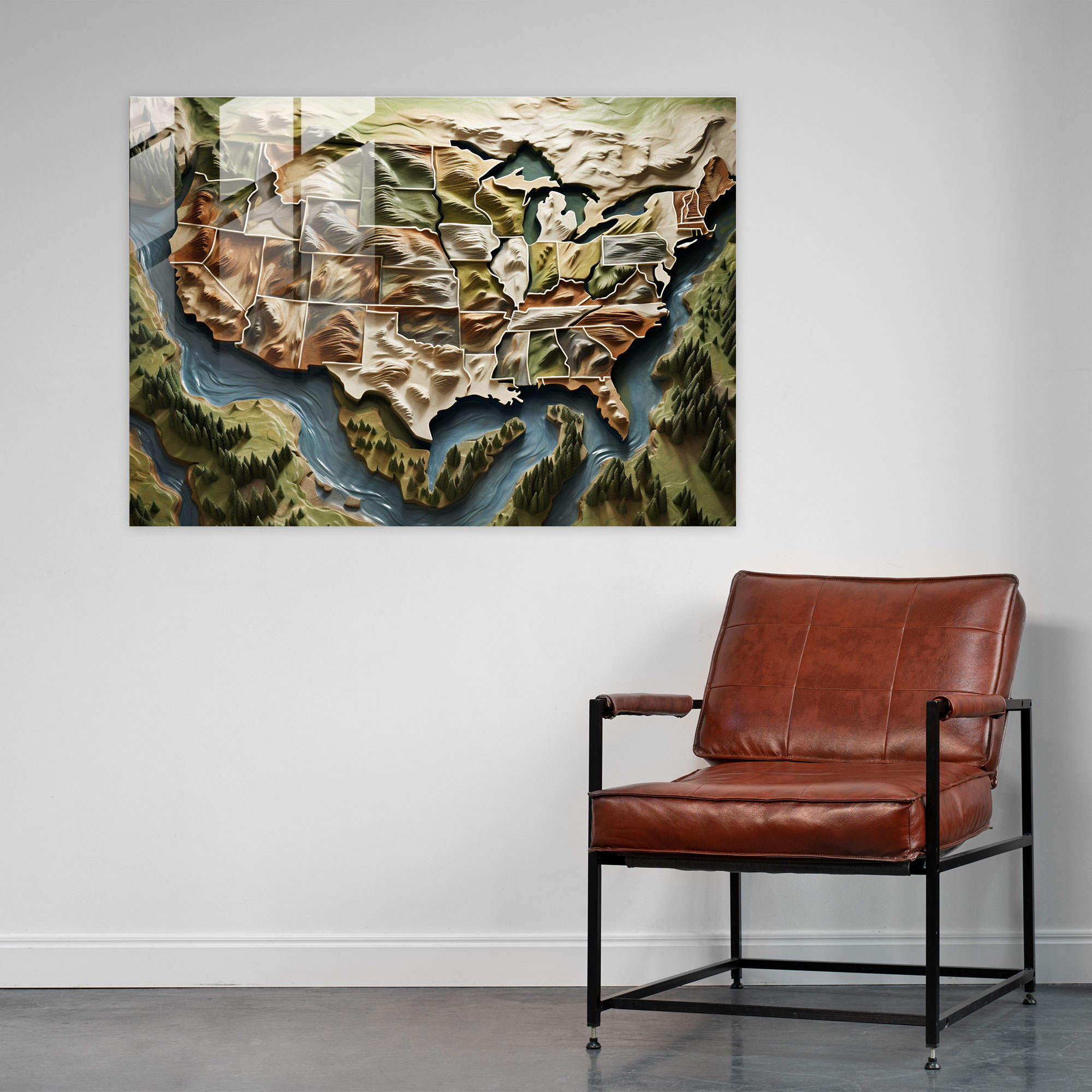 United States Map Glass Wall Art - United States Of America Map, Glass Art, Wall Decoration, United States Of America Map