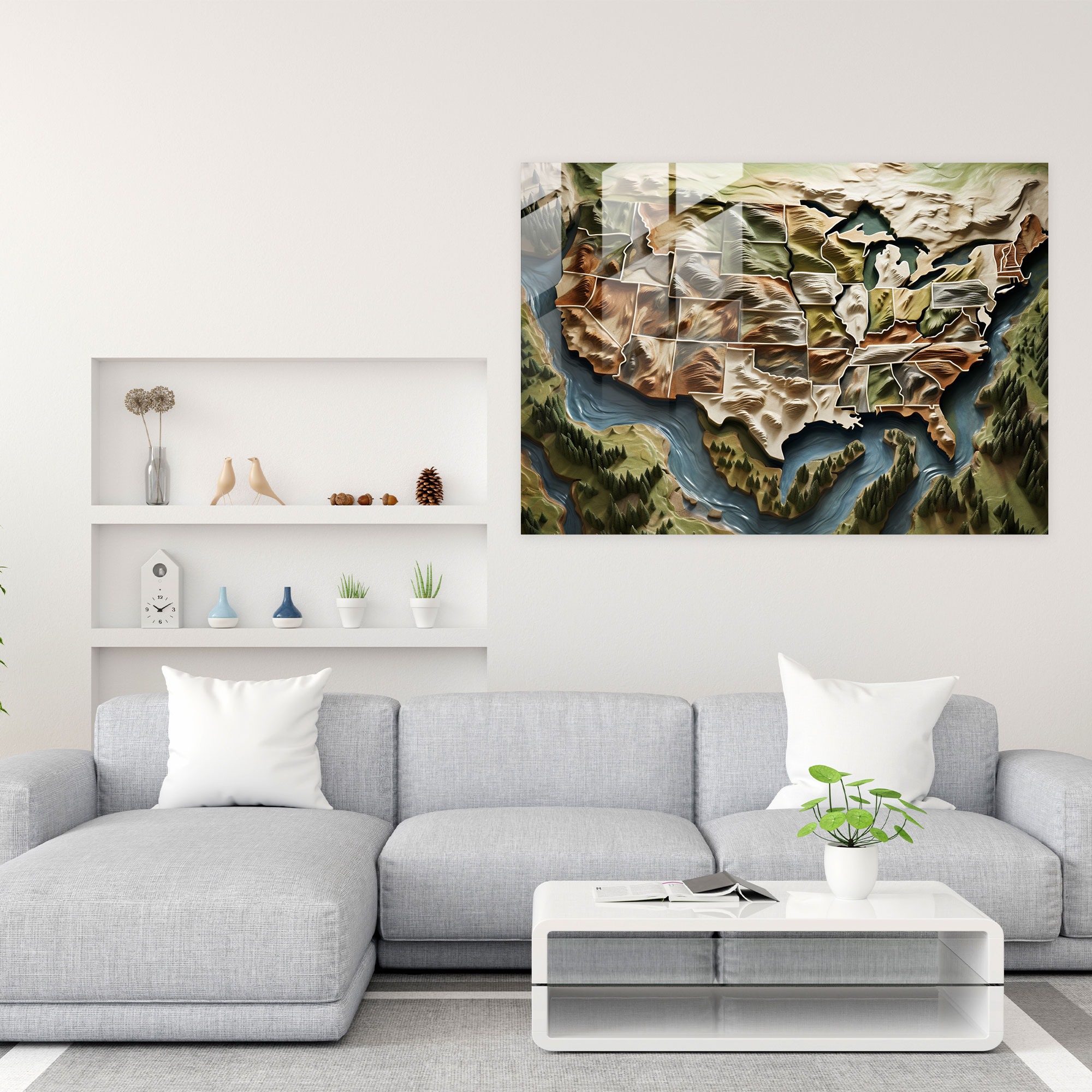 United States Map Glass Wall Art - United States Of America Map, Glass Art, Wall Decoration, United States Of America Map