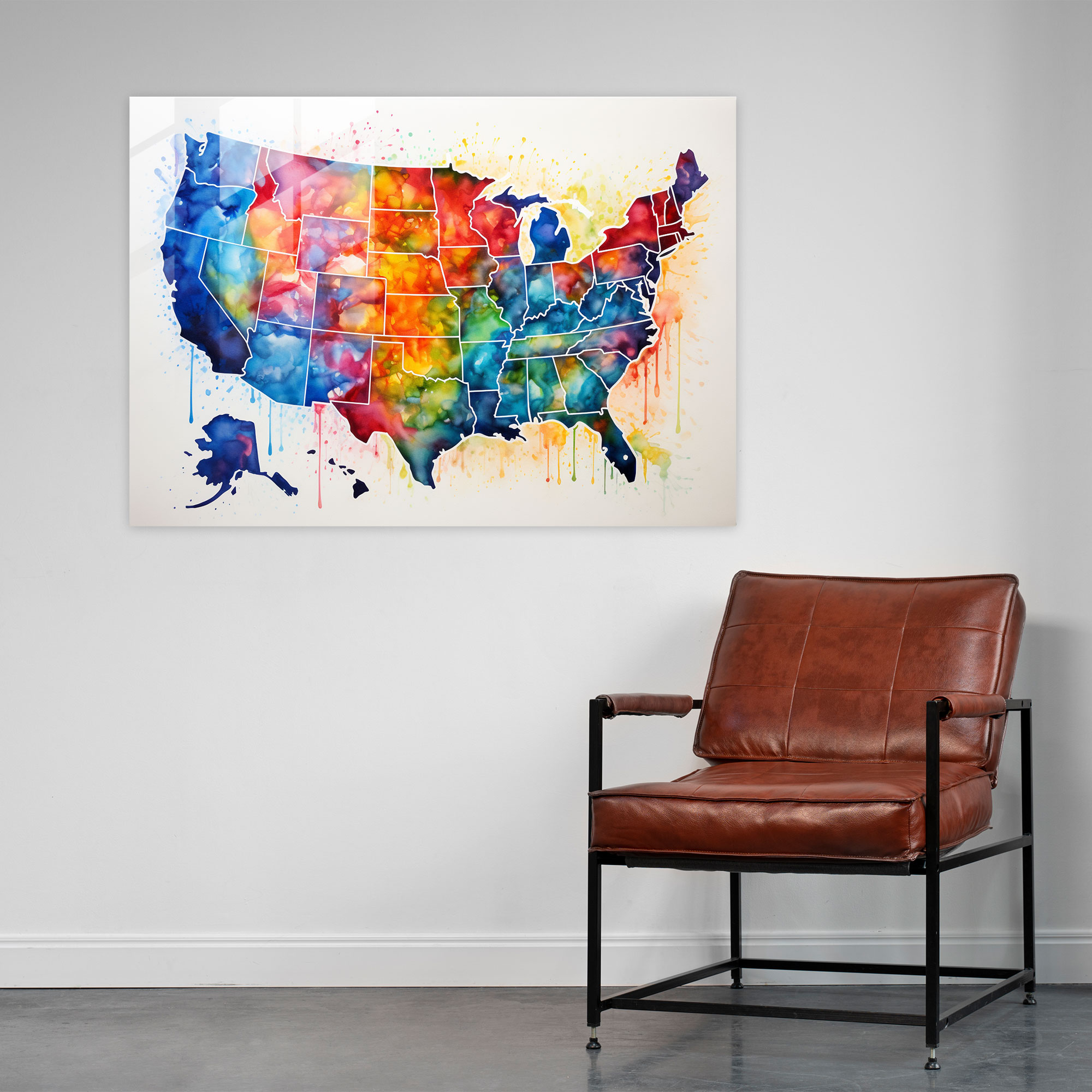 United States Of America Map Glass Print - United States Of America Map, Glass Wall Art, Glass Print, Glass Art