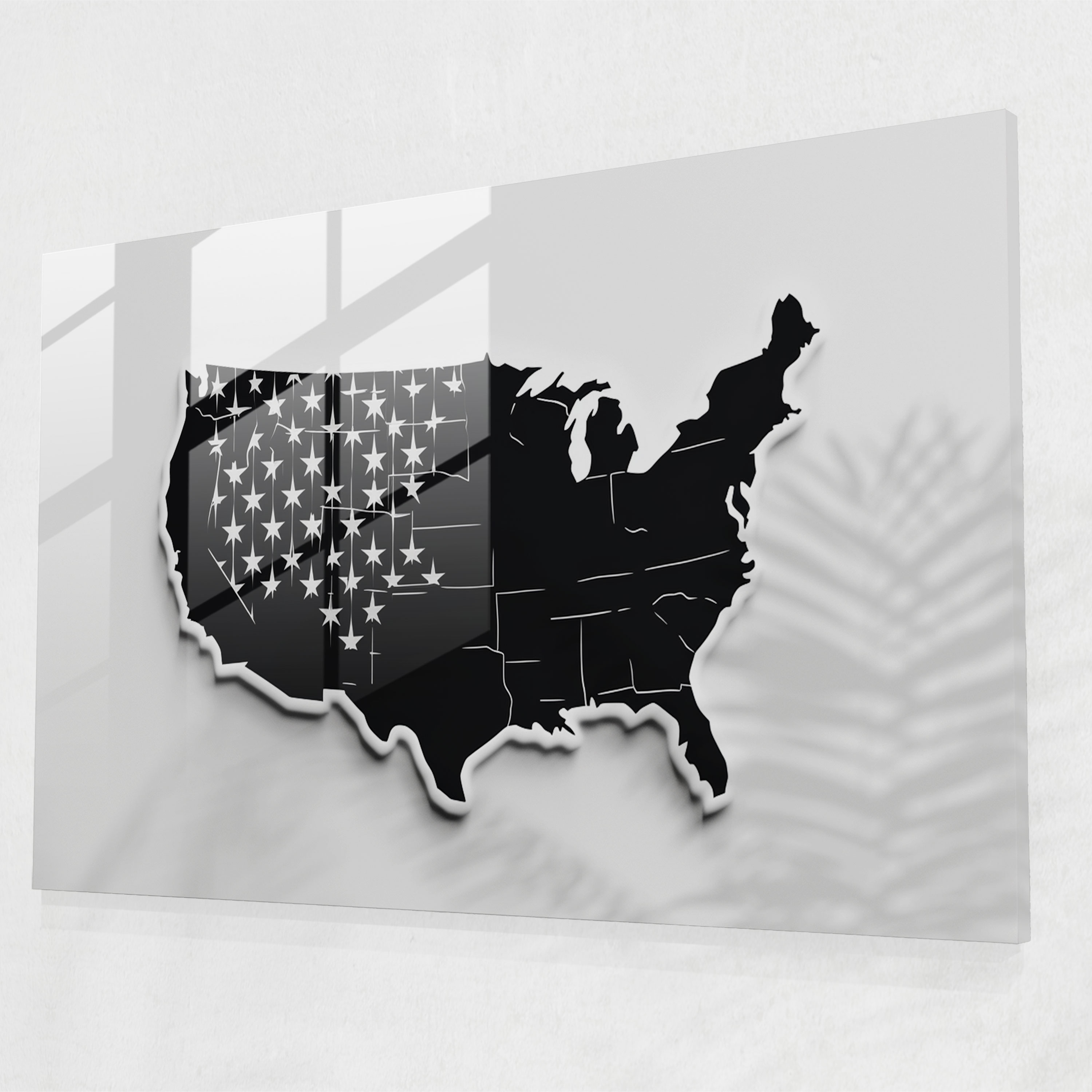 United States Of America Map Glass Wall Art - United States Of America Map, Glass Wall Art, Glass Art, Minimalist Design