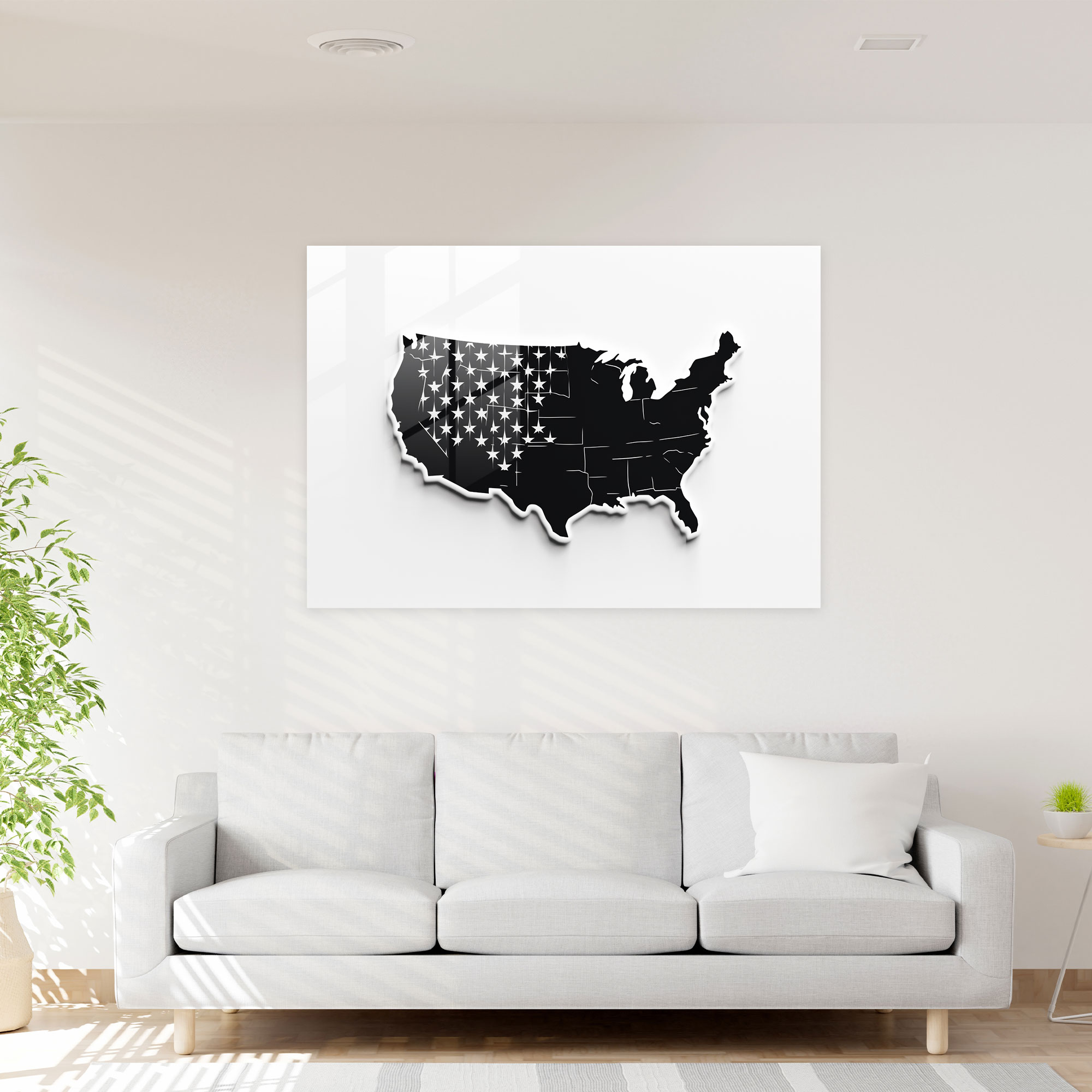 United States Of America Map Glass Wall Art - United States Of America Map, Glass Wall Art, Glass Art, Minimalist Design