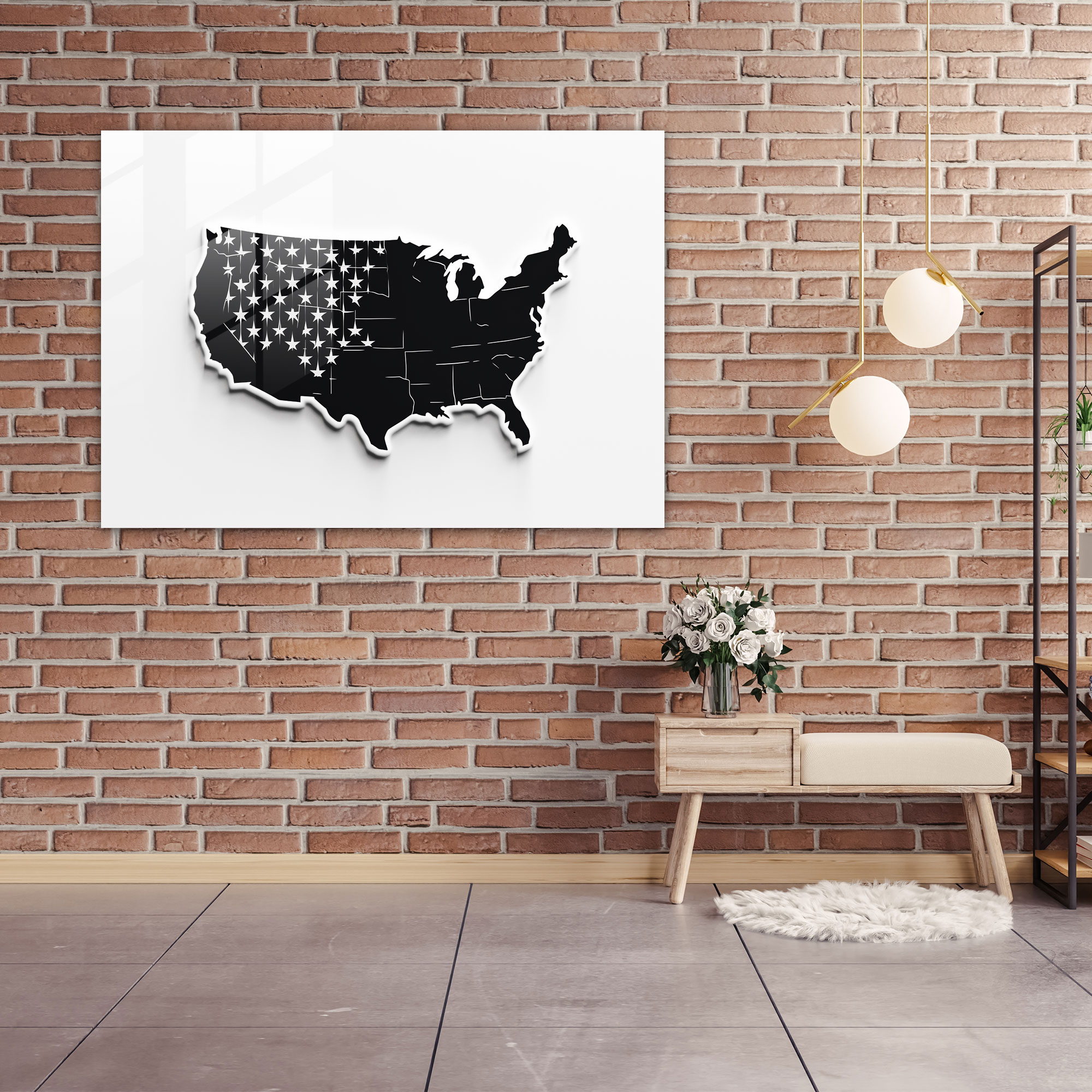 United States Of America Map Glass Wall Art - United States Of America Map, Glass Wall Art, Glass Art, Minimalist Design