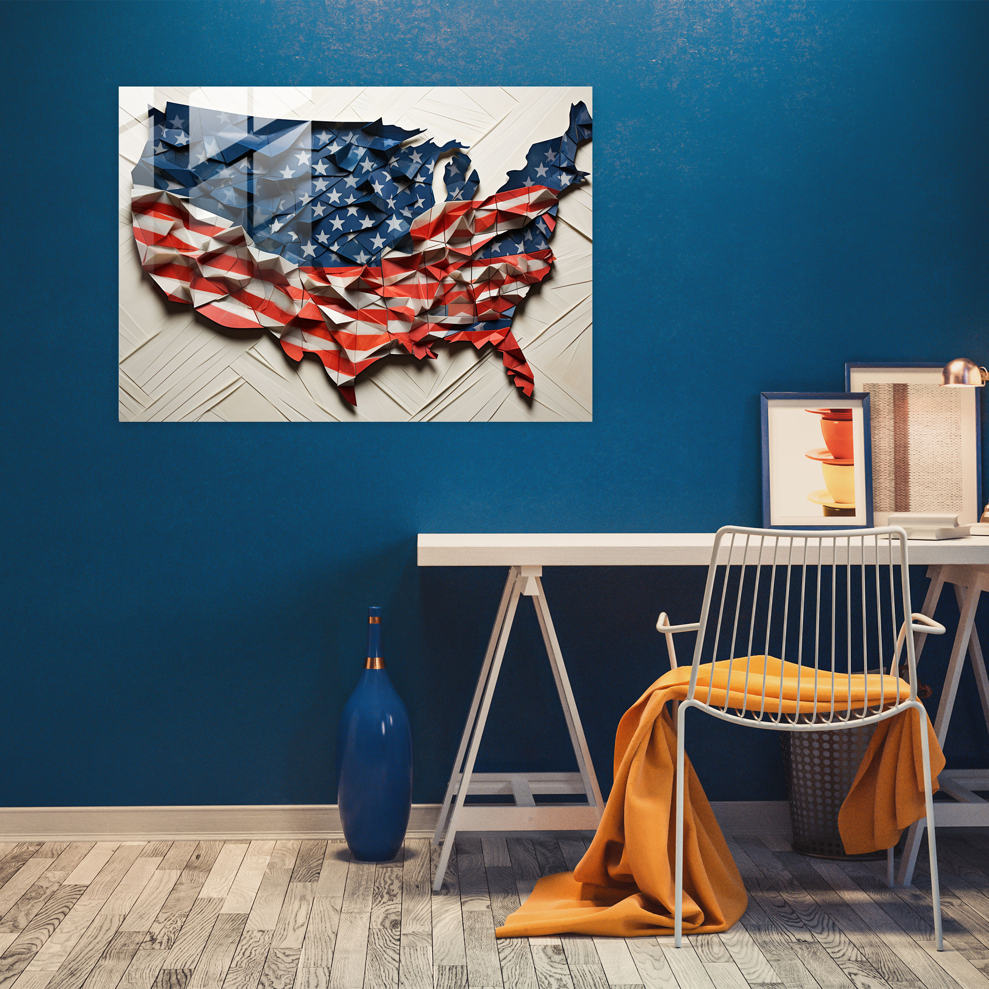 Abstract United States Of America Map Glass Print - United States Of America Map, Modern Art, Glass Wall Art, Glass Art