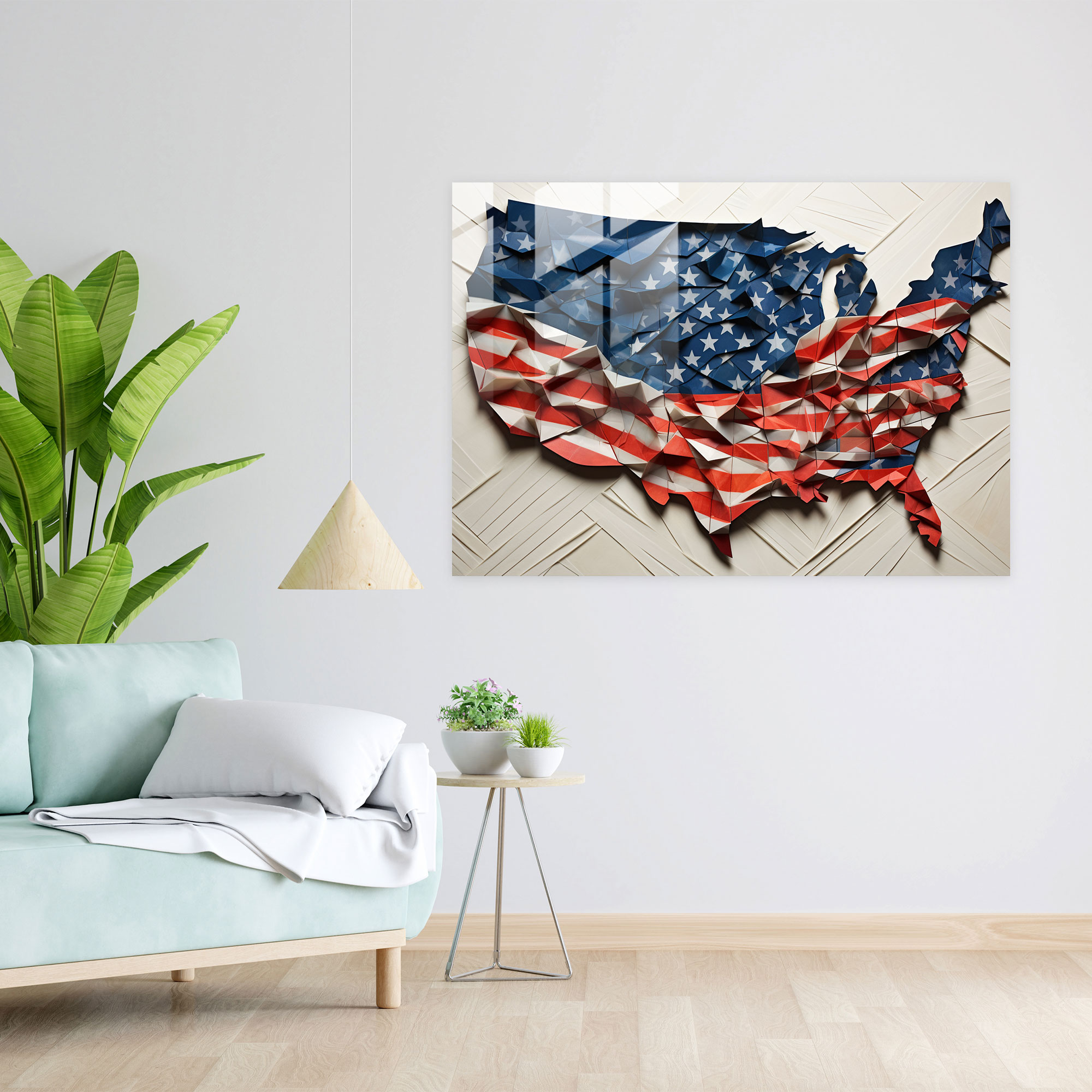 Abstract United States Of America Map Glass Print - United States Of America Map, Modern Art, Glass Wall Art, Glass Art