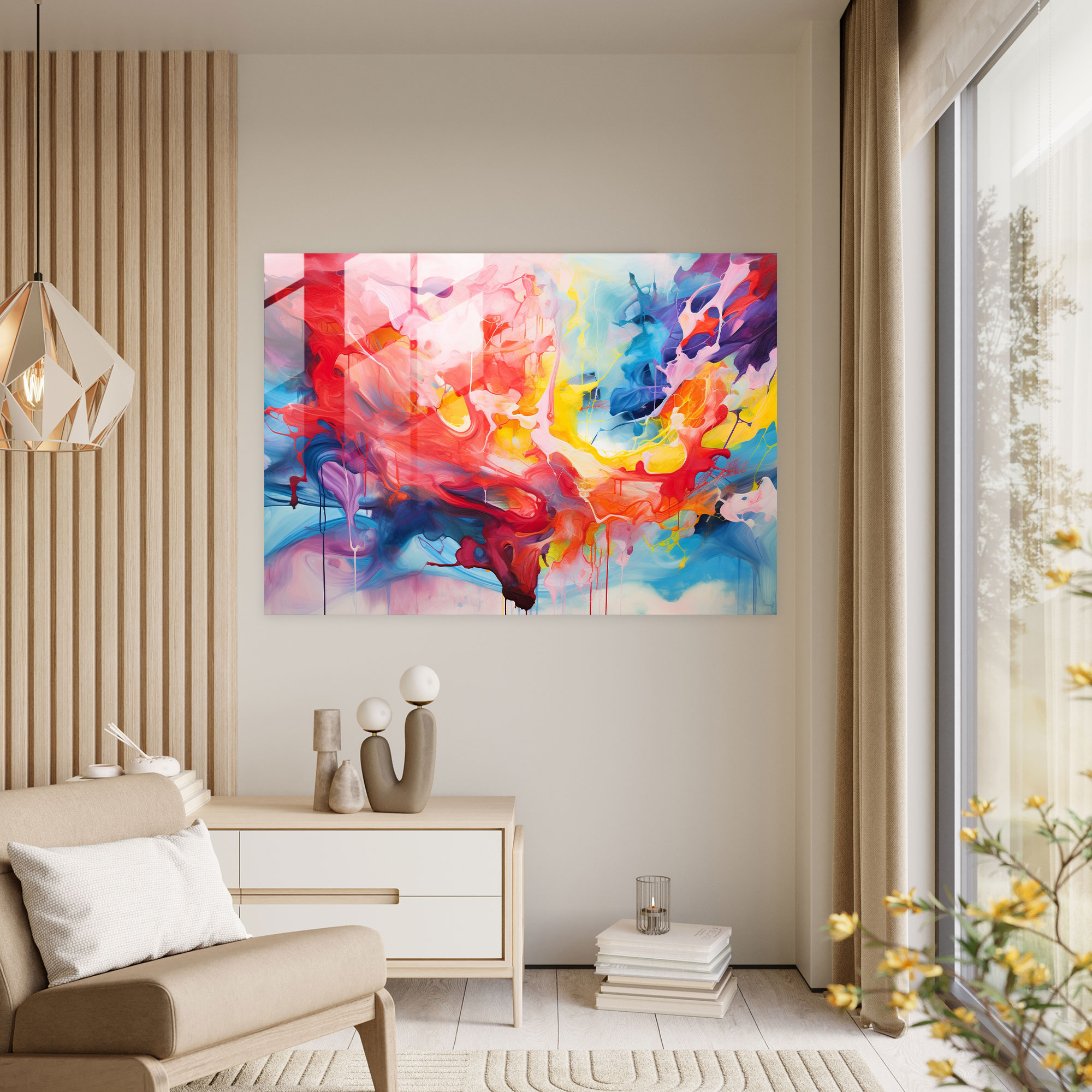 United States Of America Map Glass Print - United States Of America Map, Modern Art, Vibrant, Colorful
