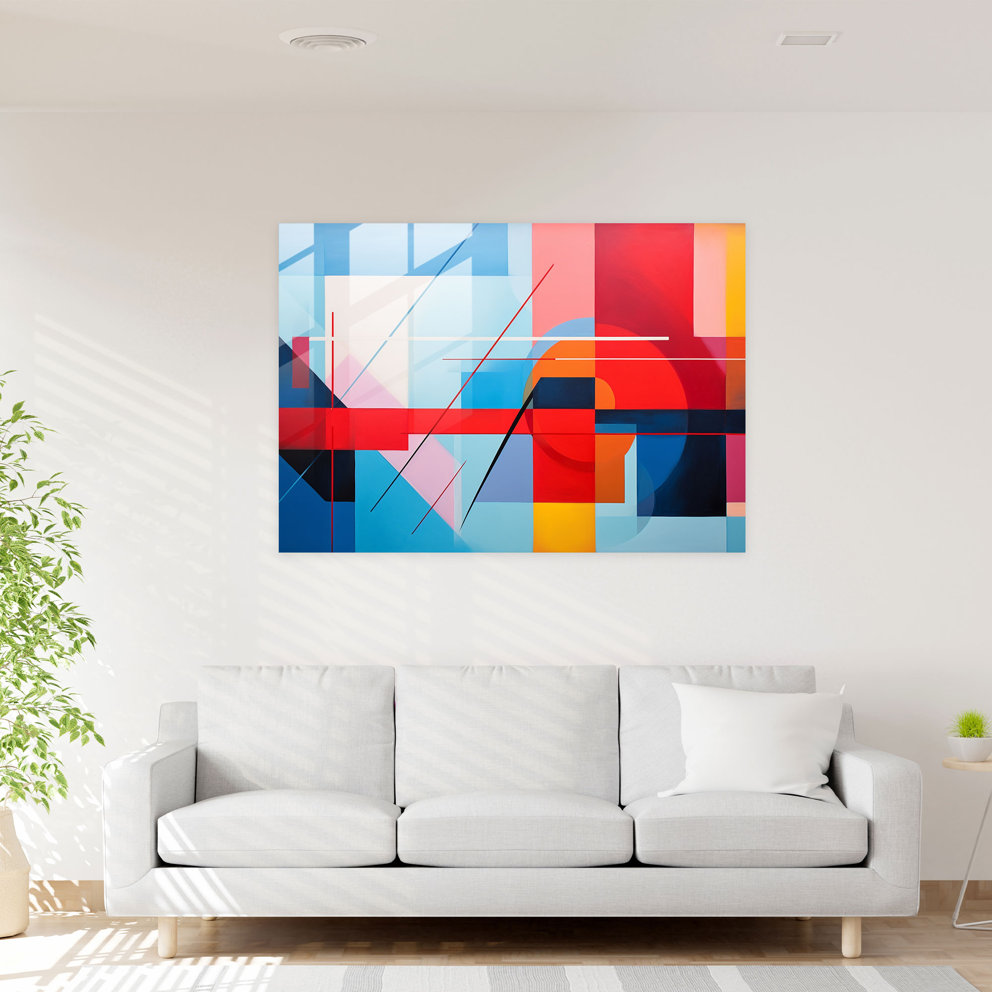 United States Of America Map Glass Wall Art - Geometric Abstraction - United States Of America Map, Visually Striking, Vibrant Colors, Geometric Abstraction