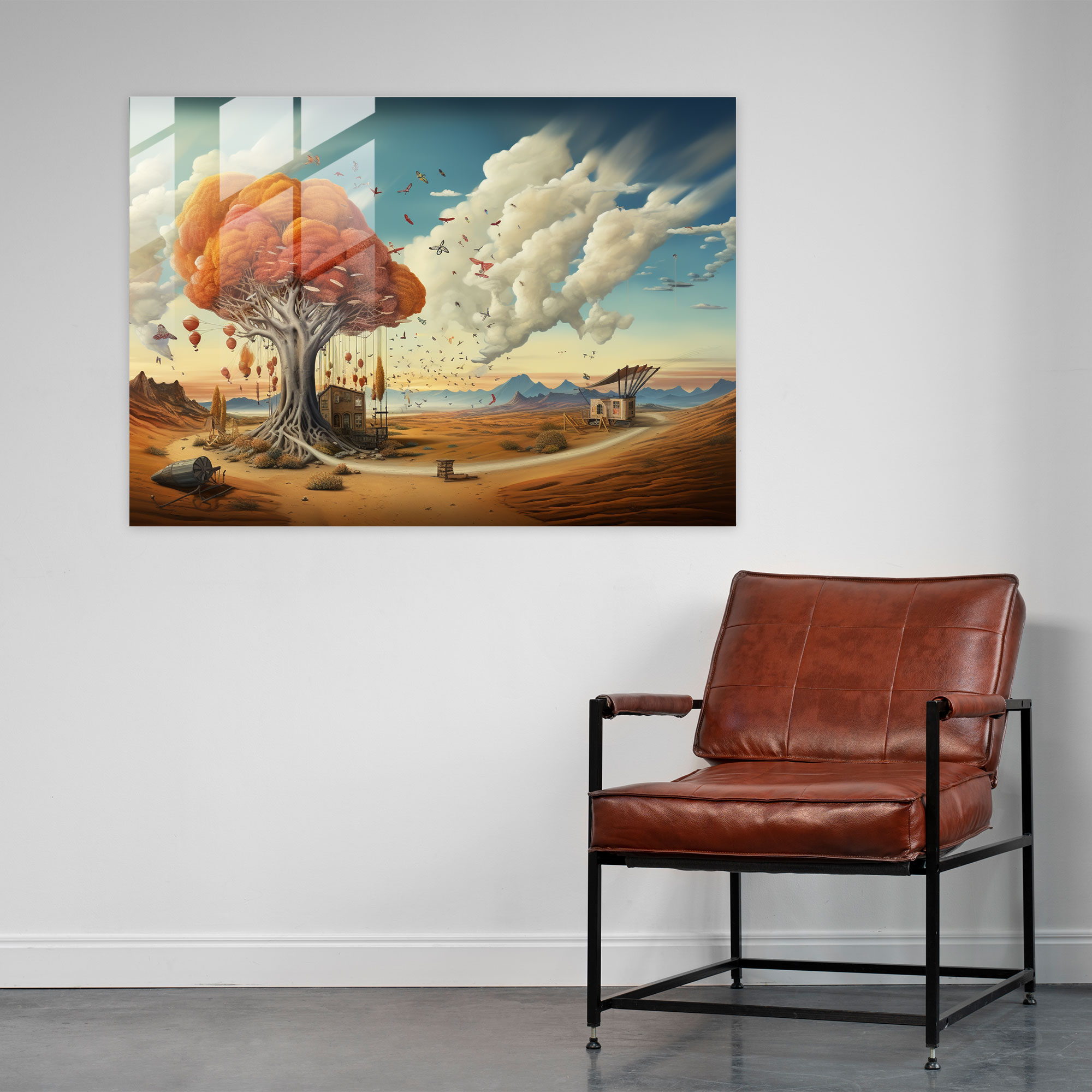 Usa Map Glass Print - Surreal Landscape - United States Of America Map, Modern Art, Wall Decoration, Blending Reality