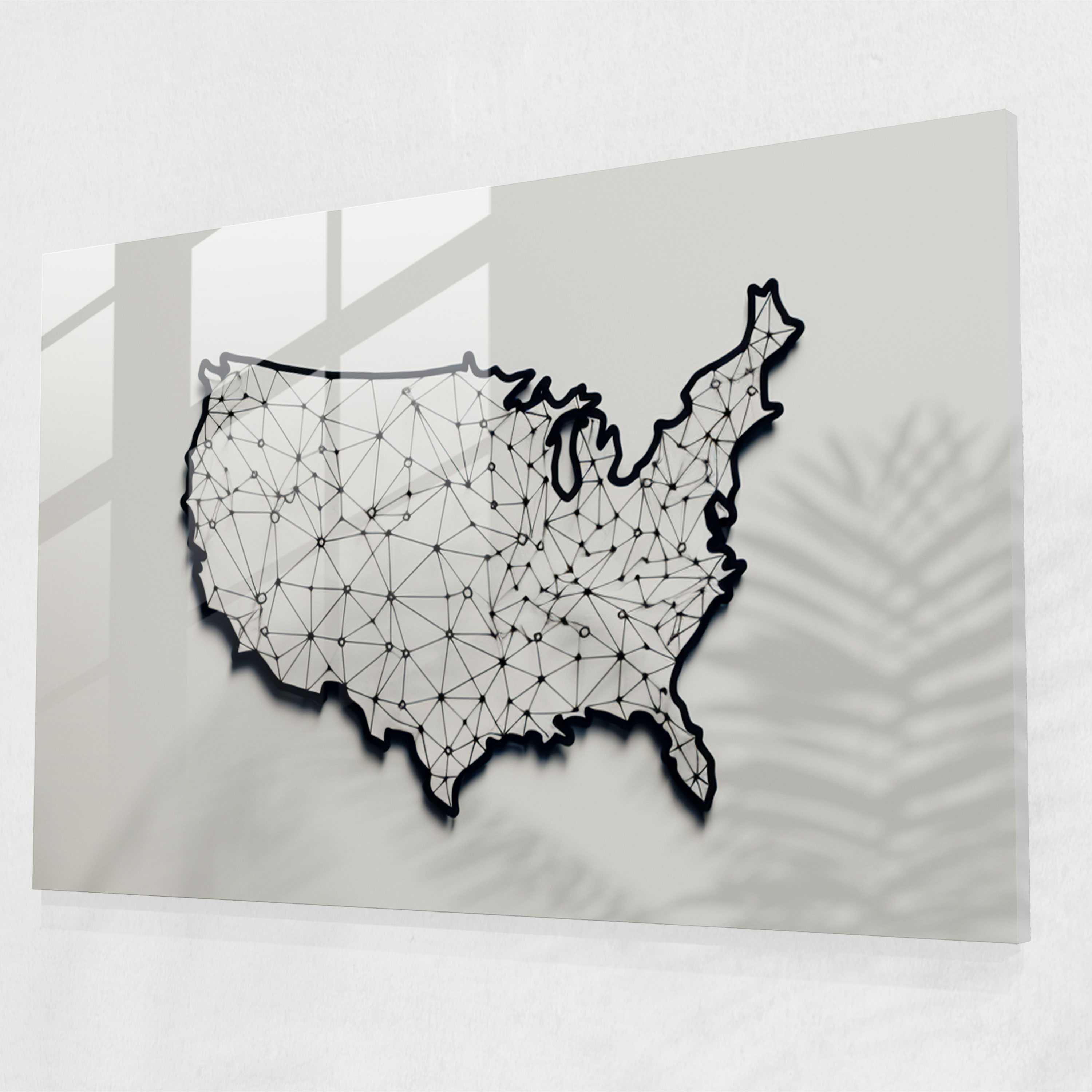 United States Of America Glass Print - United States Of America Map, Elegant, Glass Wall Art, Glass Print